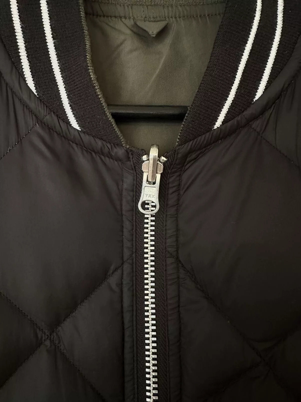 TAION Bombers TAION Reversible Navy & Khaki Quilted Down Bomber Jacket Blue