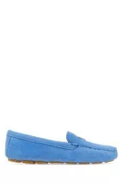 Prada Slip Ons Prada Suede Loafers with Triangle Logo Blue