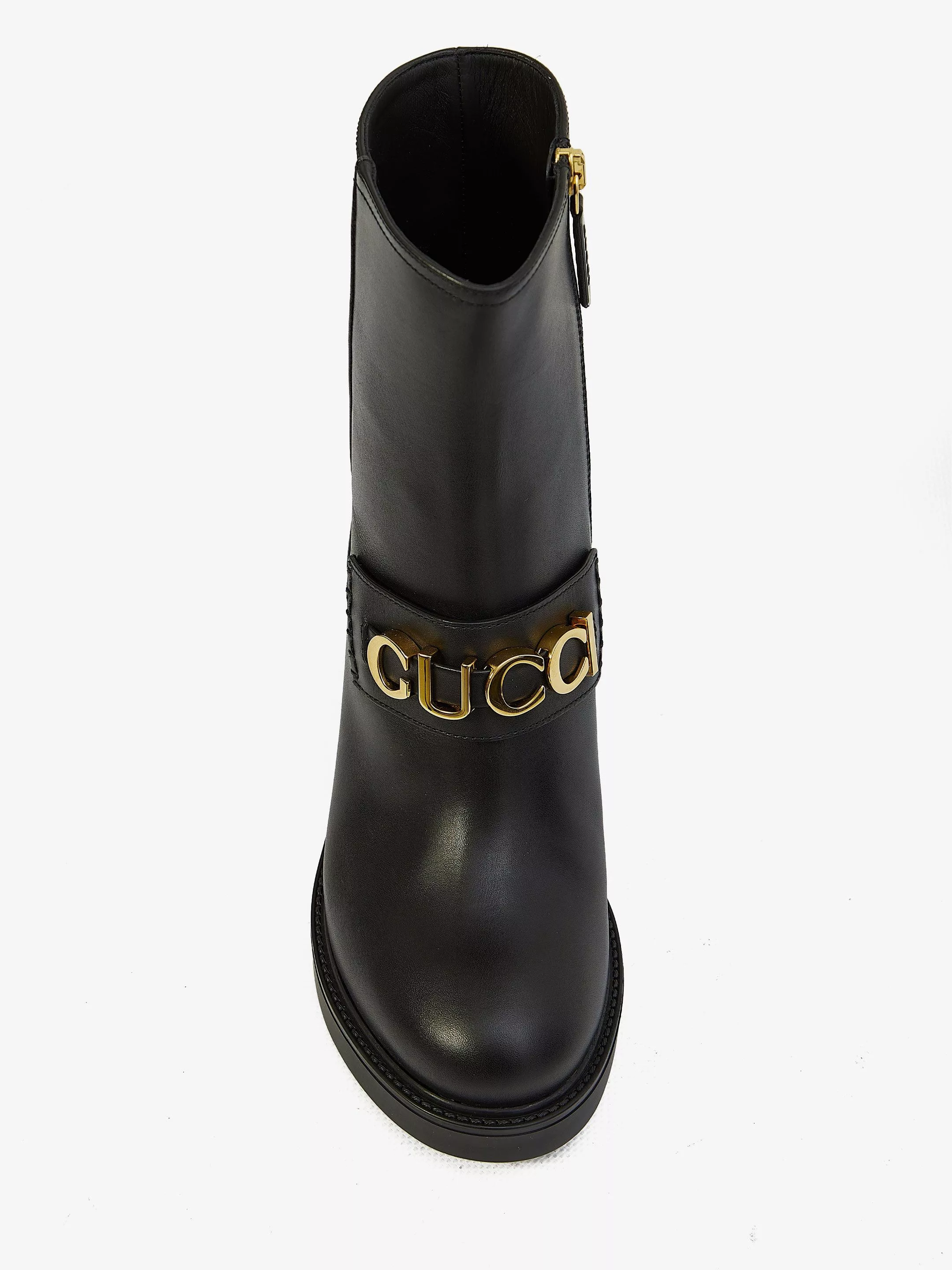 Gucci Miscellaneous Gucci Big Logo Cara Leather Boots SIZE 40 Black