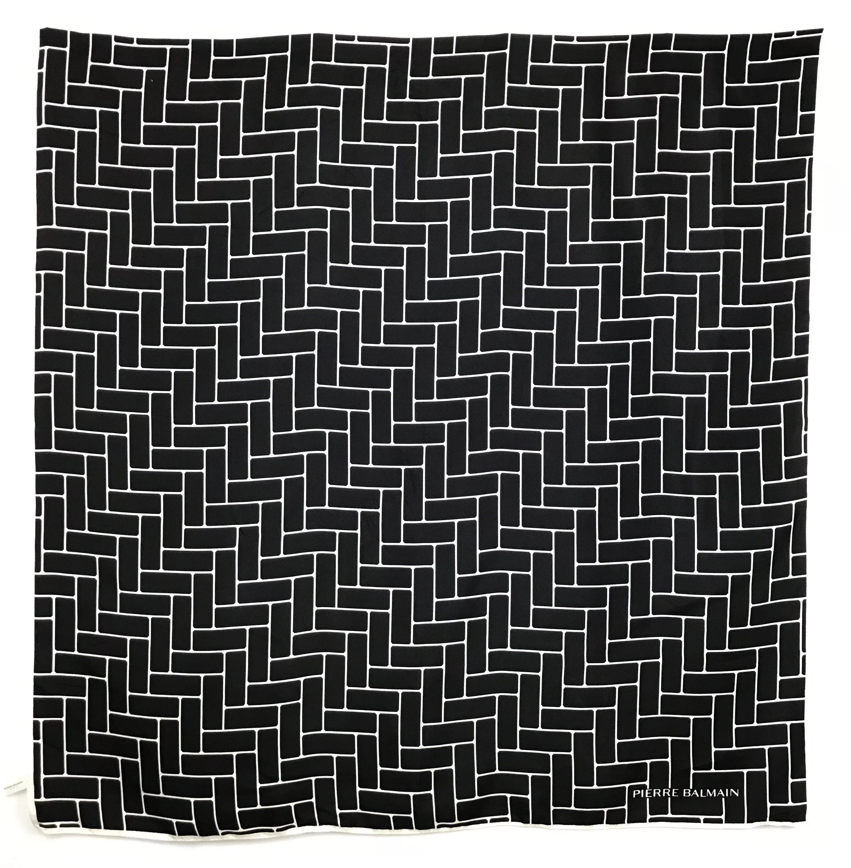 Designer Scarves Designer × Pierre Balmain × Vintage Vintage Pierre Balmain Chevron Pattern Silk Scarf Black