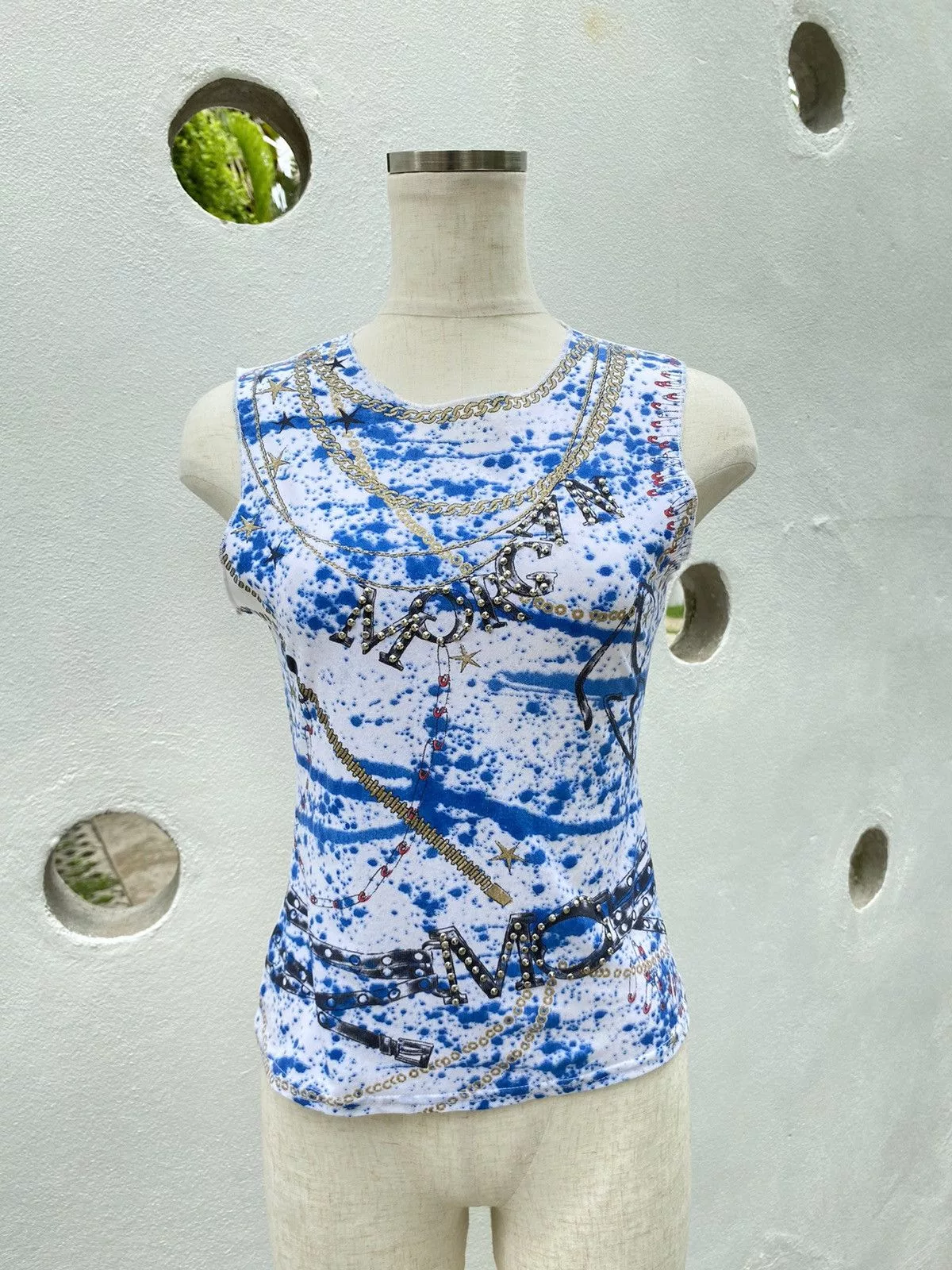 Morgano Blouses Morgano Morgan Y2K printed top Blue