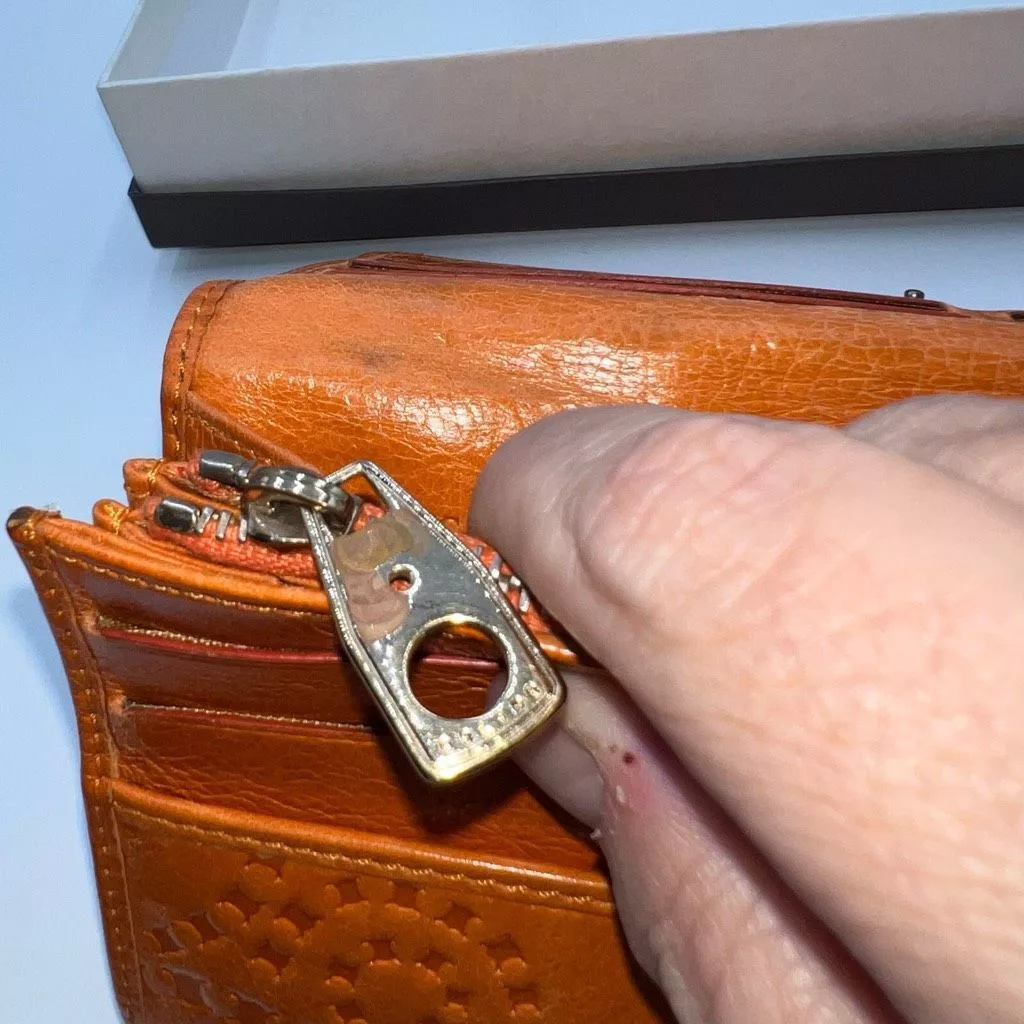 Celine Wallets CELINE RARE Embossed Macadam Long Leather Wallet with full inclusion Orange
