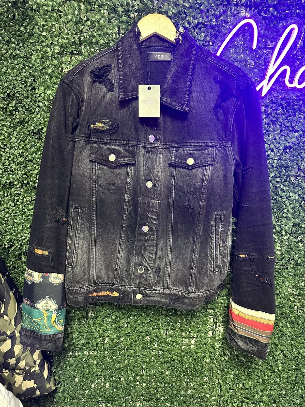 Amiri Denim Jackets Amiri Patchwork Black Denim Jacket