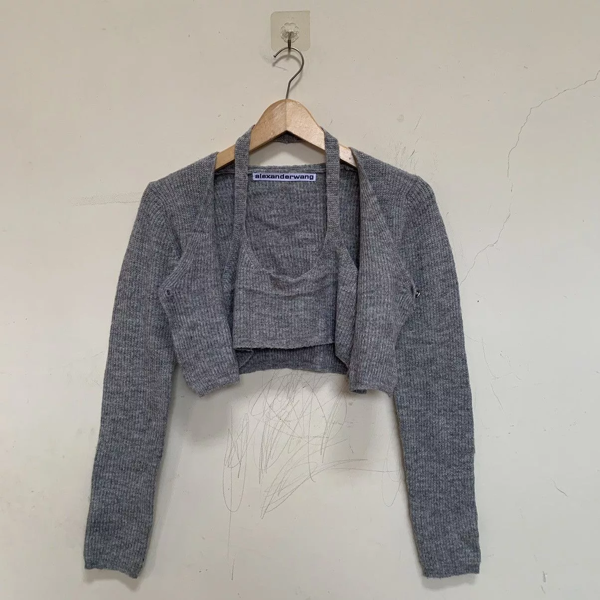 Alexander Wang Crop Tops Alexander Wang Twin Set Grey Cardigans Gray