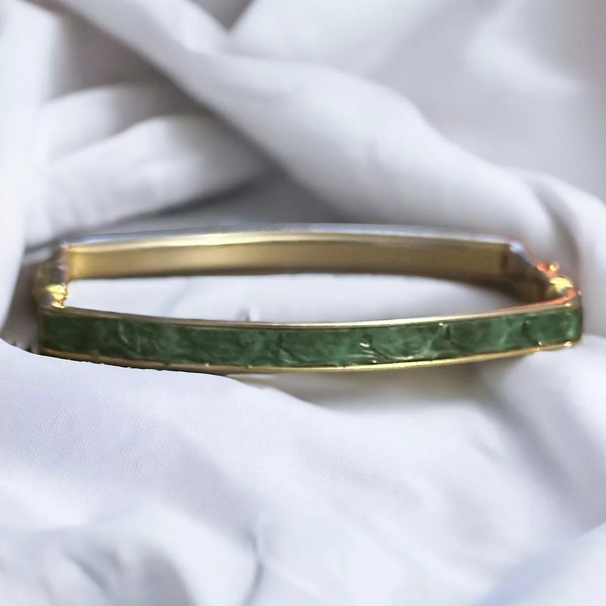Vintage Bracelets Vintage square snakeskin hinged bangle bracelet Gold