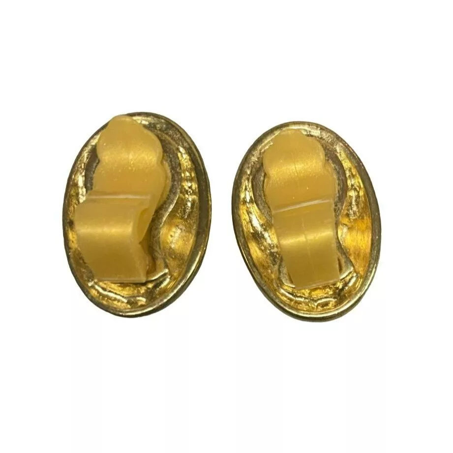 Other Earrings Other Vintage Gold-Tone Oval Dome Clip-On Earrings