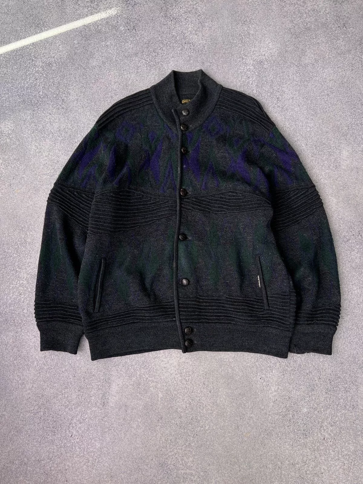 Designer Denim Jackets Designer × Vintage Vintage Geiger Austrian 100% Boiled Wool Cardigan Jacket Multi
