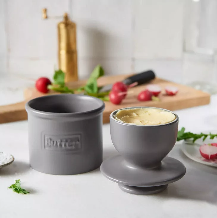 Gray Cafe Butter Bell Crock