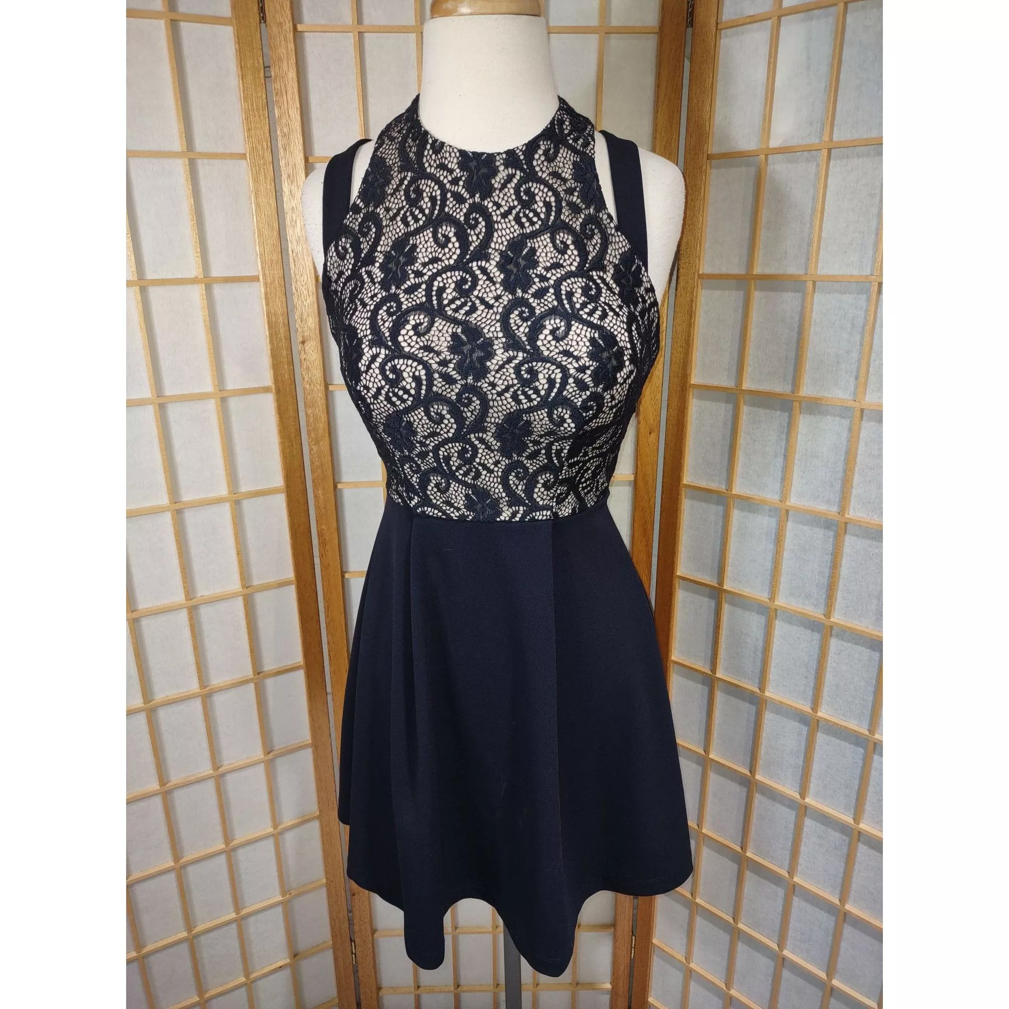 Other Mini Dresses Other TeezeMe Sz 1/2 Lace Halter Dress Black