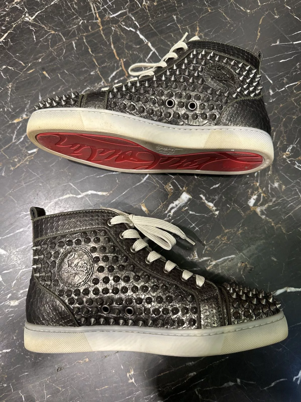 Christian Louboutin Hi Top Sneakers Christian Louboutin High top Python sneaker Silver