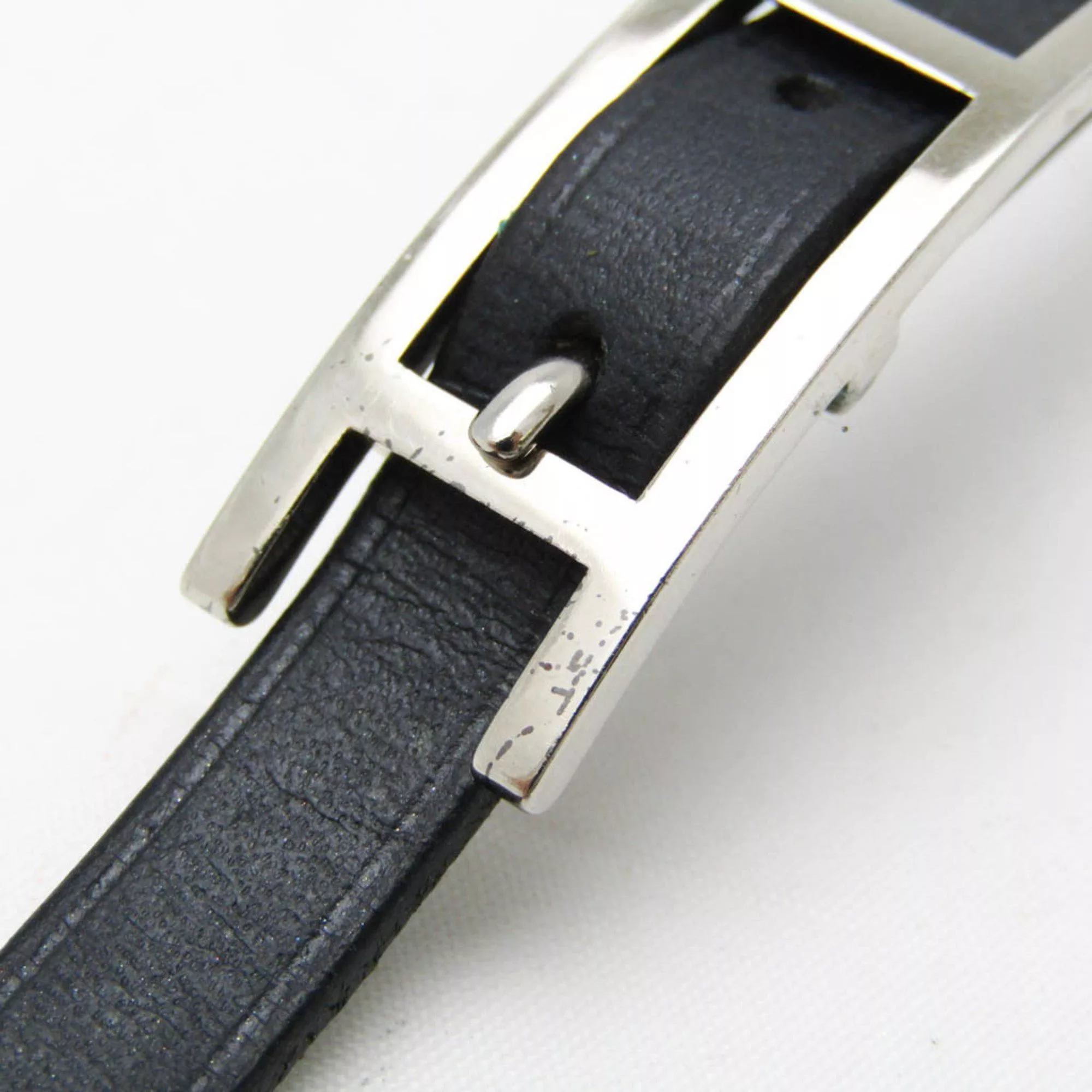 Hermes Bracelets Hermes Hapi Choker Leather,Metal Bangle Black,Silver
