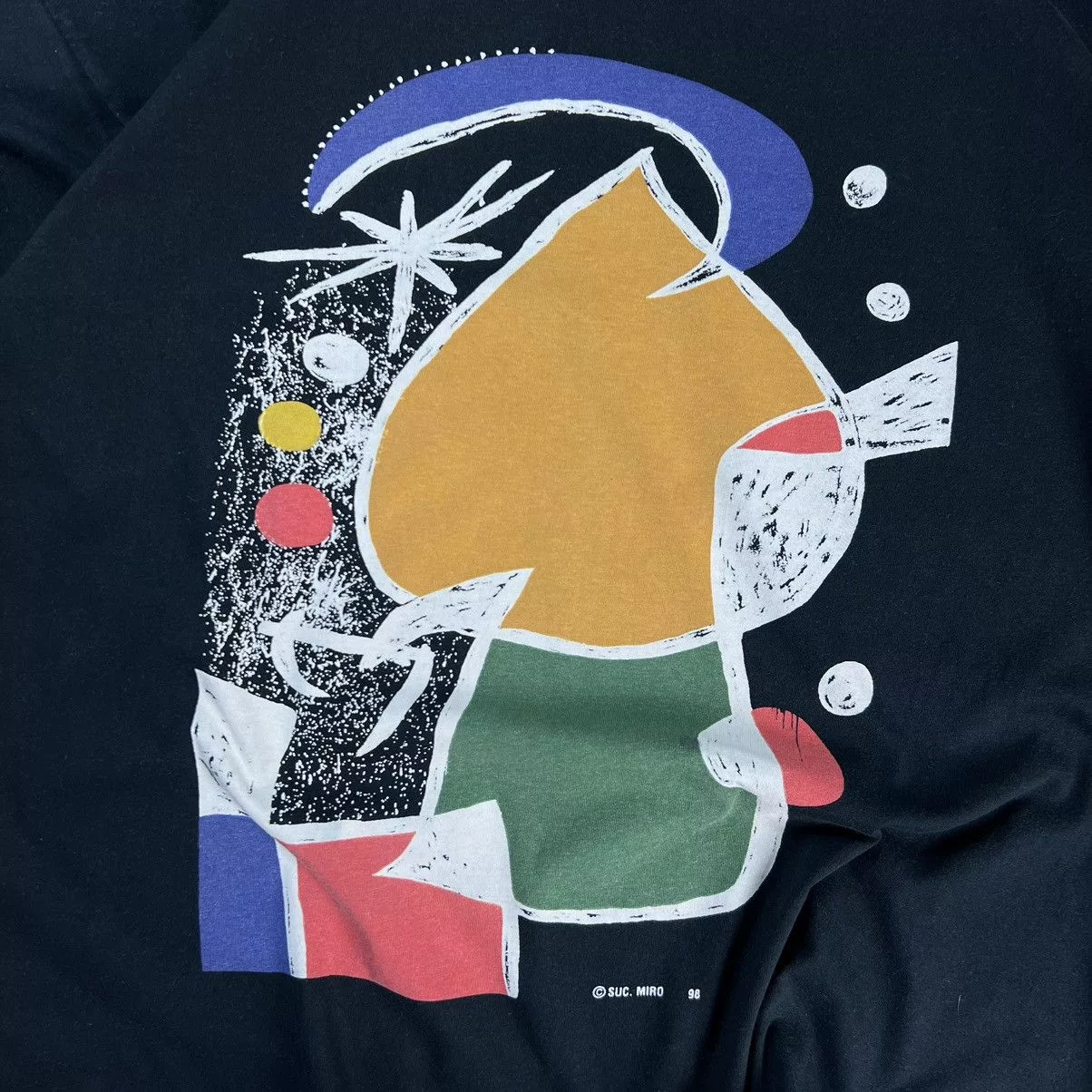 Vintage Short Sleeve T Shirts SUC MIRO 1998 GRAPHIC T-SHIRT VINTAGE 90S ART Black