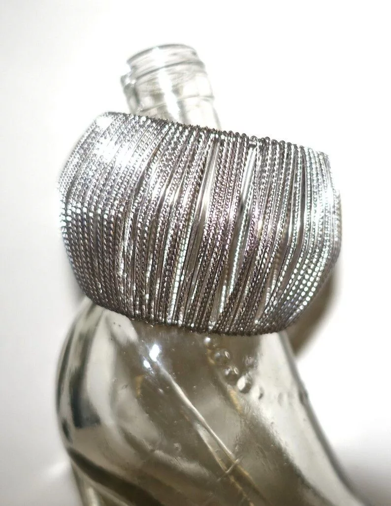 Other Bracelets Other Silver tone Multiple String Cuff Bracelet