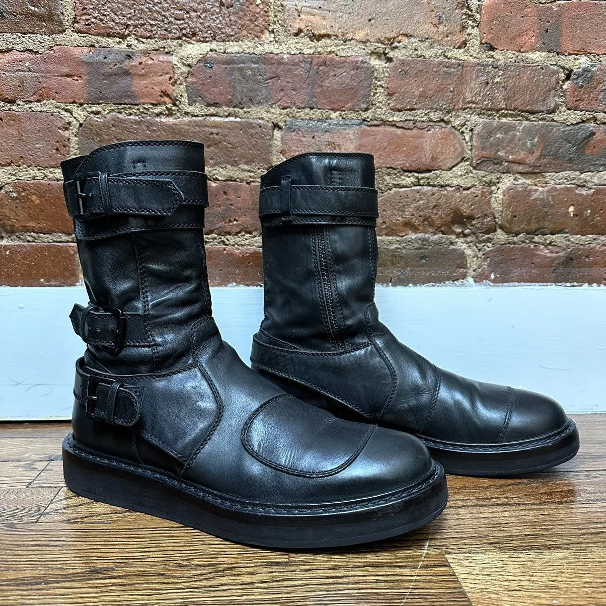 Ann Demeulemeester Boots Ann Demeulemeester Black Leather Space Motorcycle Boots