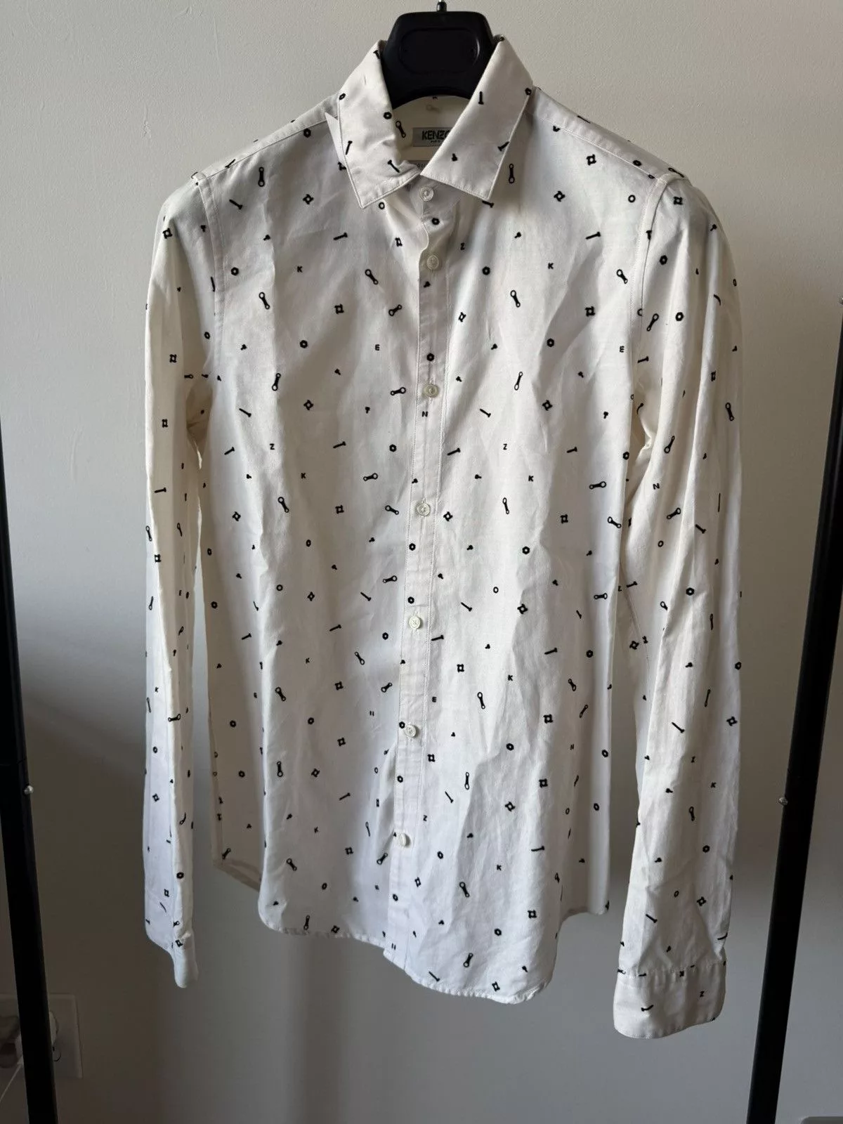 Kenzo Shirts Button Ups Kenzo Runway Sample Logo Embroidered Buttondown White