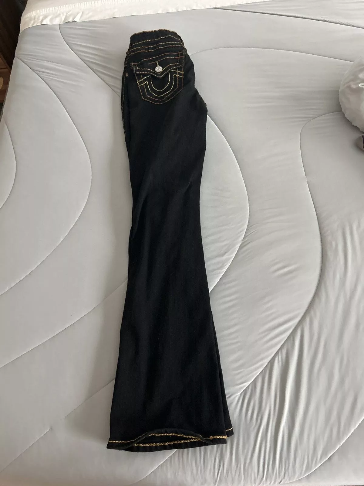 Black & Red Denim True Religion Jeans