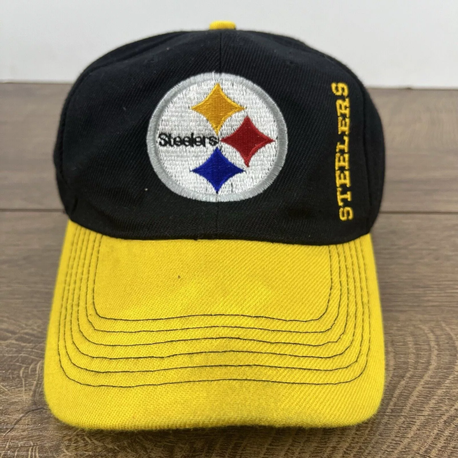Other Hats Other Pittsburgh Steelers Hat Yellow Bill Black Hat Adjustable Bla