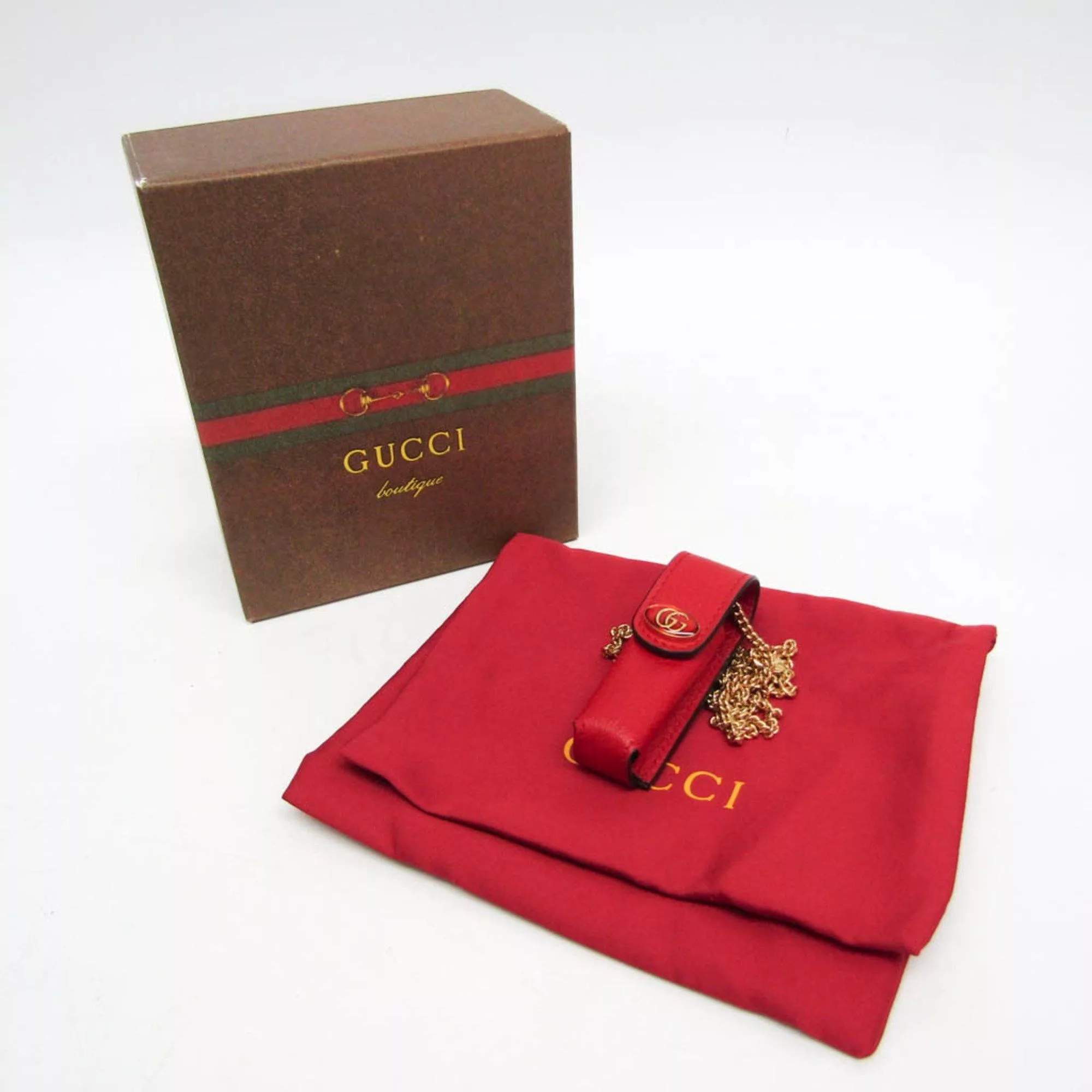 Gucci Miscellaneous Gucci Leather Lipstick Case Red Color 615998