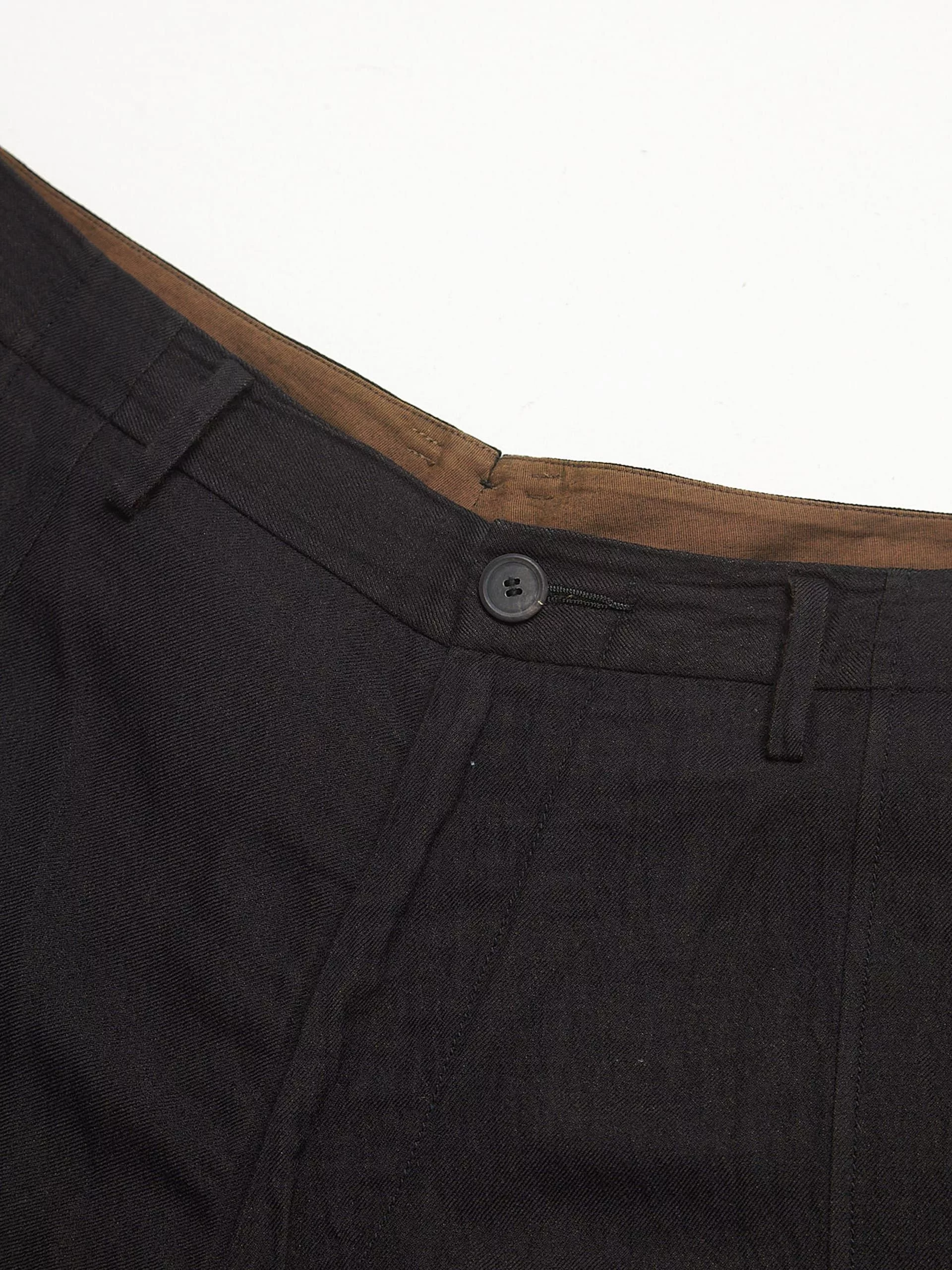Ziggy Chen Casual Pants Ziggy Chen Black Panel Wool Blend Trousers