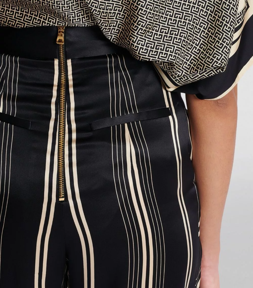 Balmain Pants Balmain o1w1db10624 Asymmetric Draped Silk Satin Pants in Black