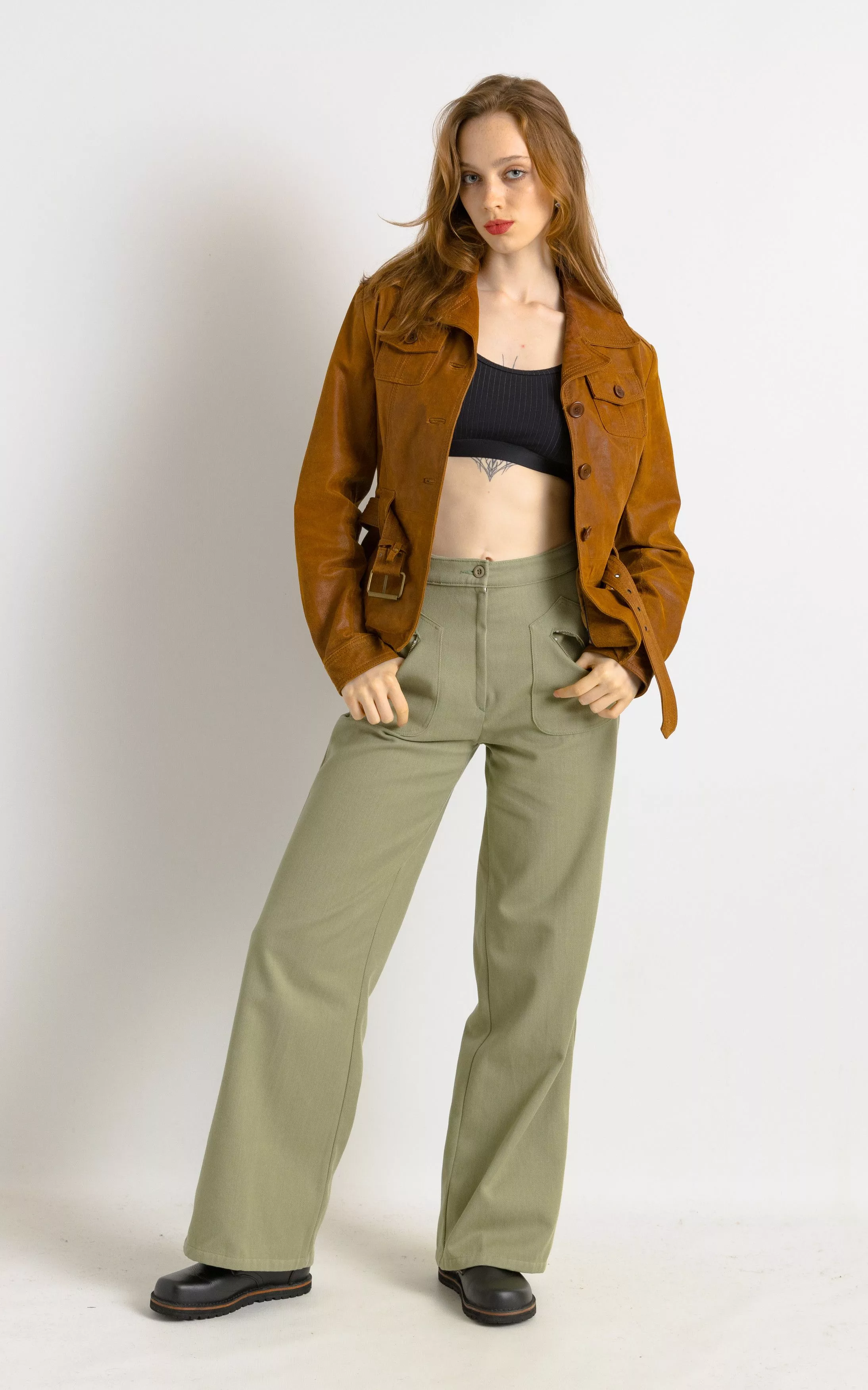 Other Leather Jackets Other 80s Grunge Jacket Camel Leather Jacket Size 38 7498 Brown Avant-Garde