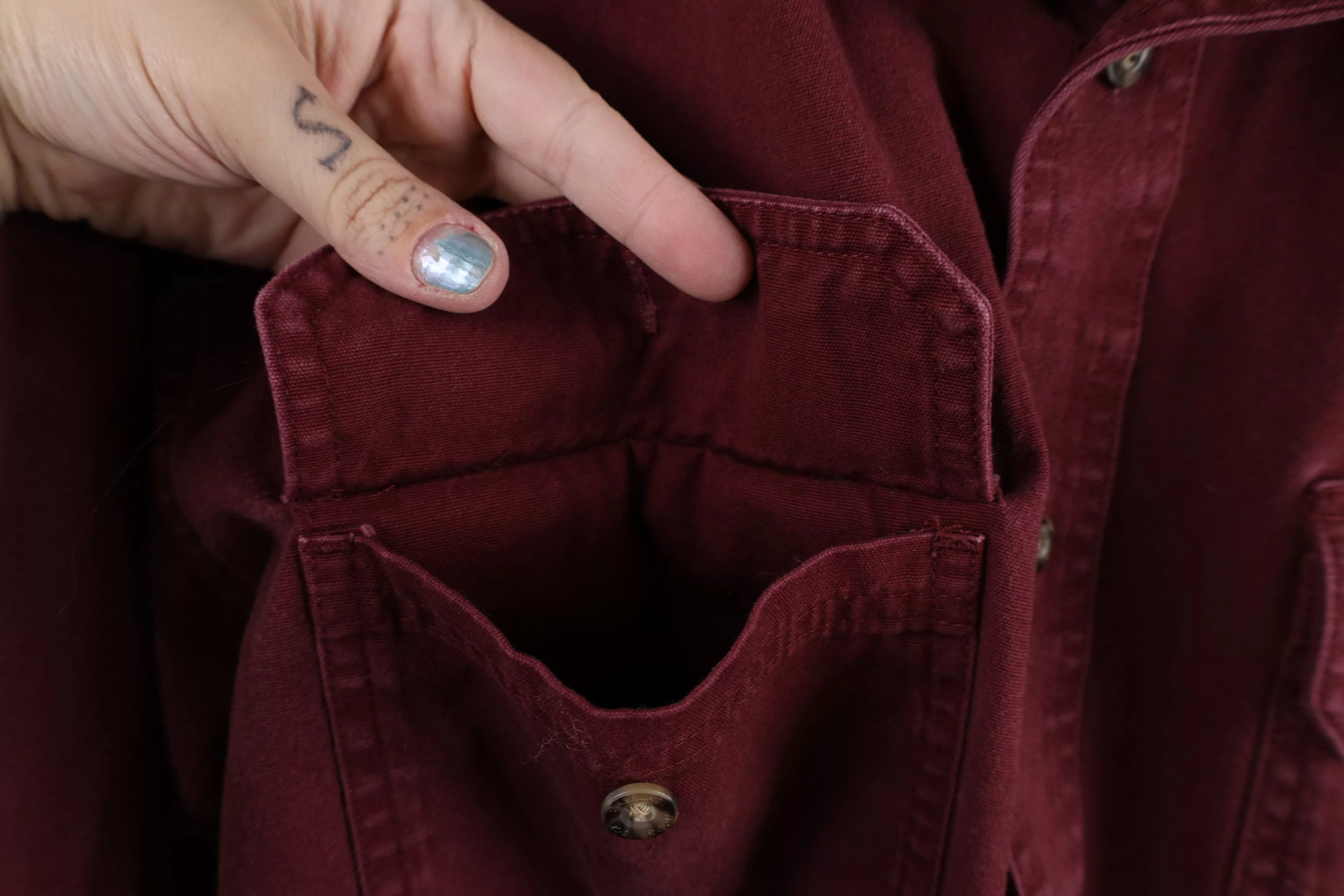 Cabelas Shirts Button Ups Cabelas × Vintage Vintage Cabelas Canvas Collared Button Shirt Burgundy Cotton