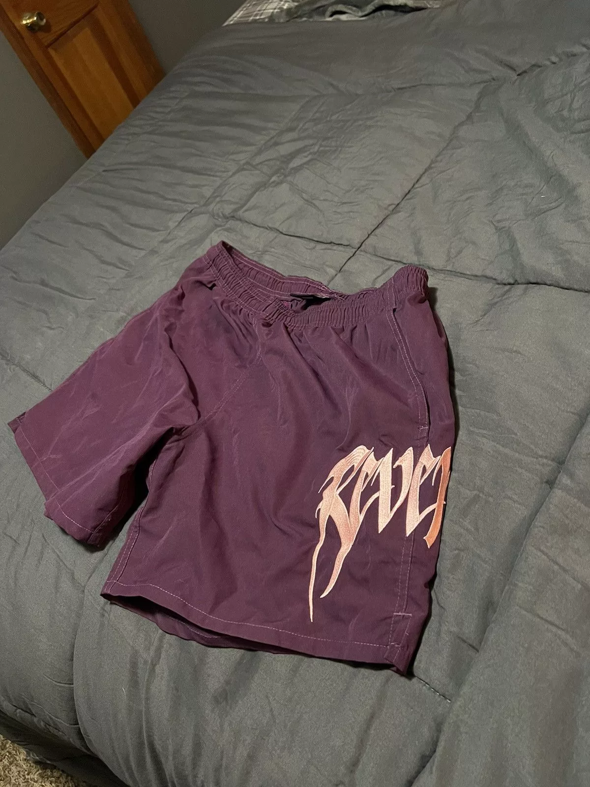 Revenge Shorts Revenge Maroon Nylon Shorts Red