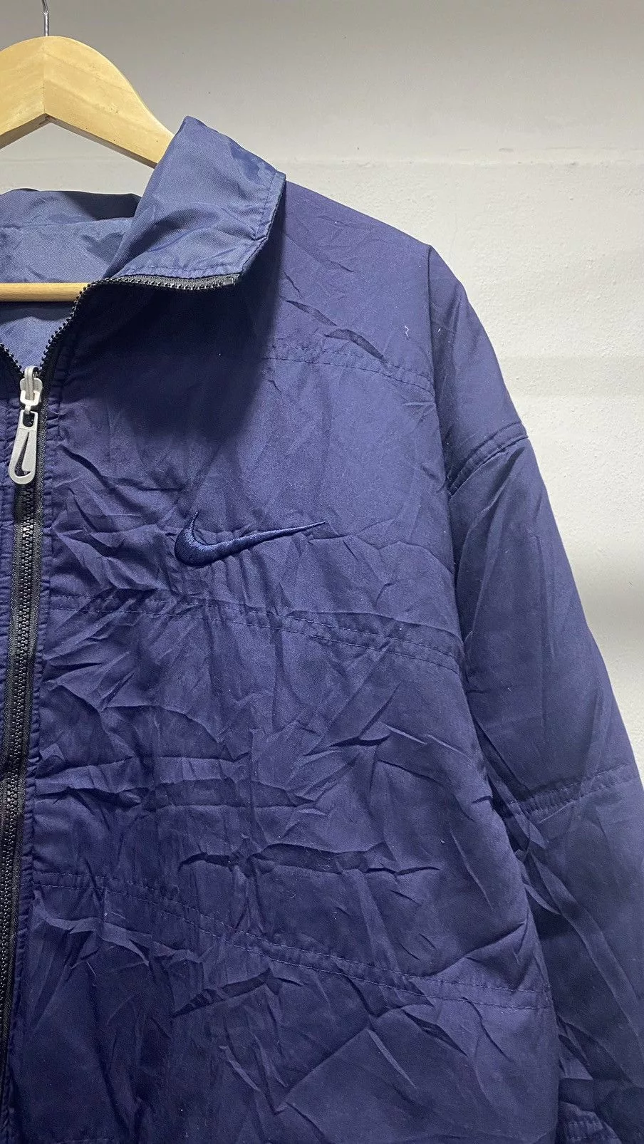 Nike Light Jackets Vintage Nike Big Swoosh Reversible Down Jacket Boxy Blue