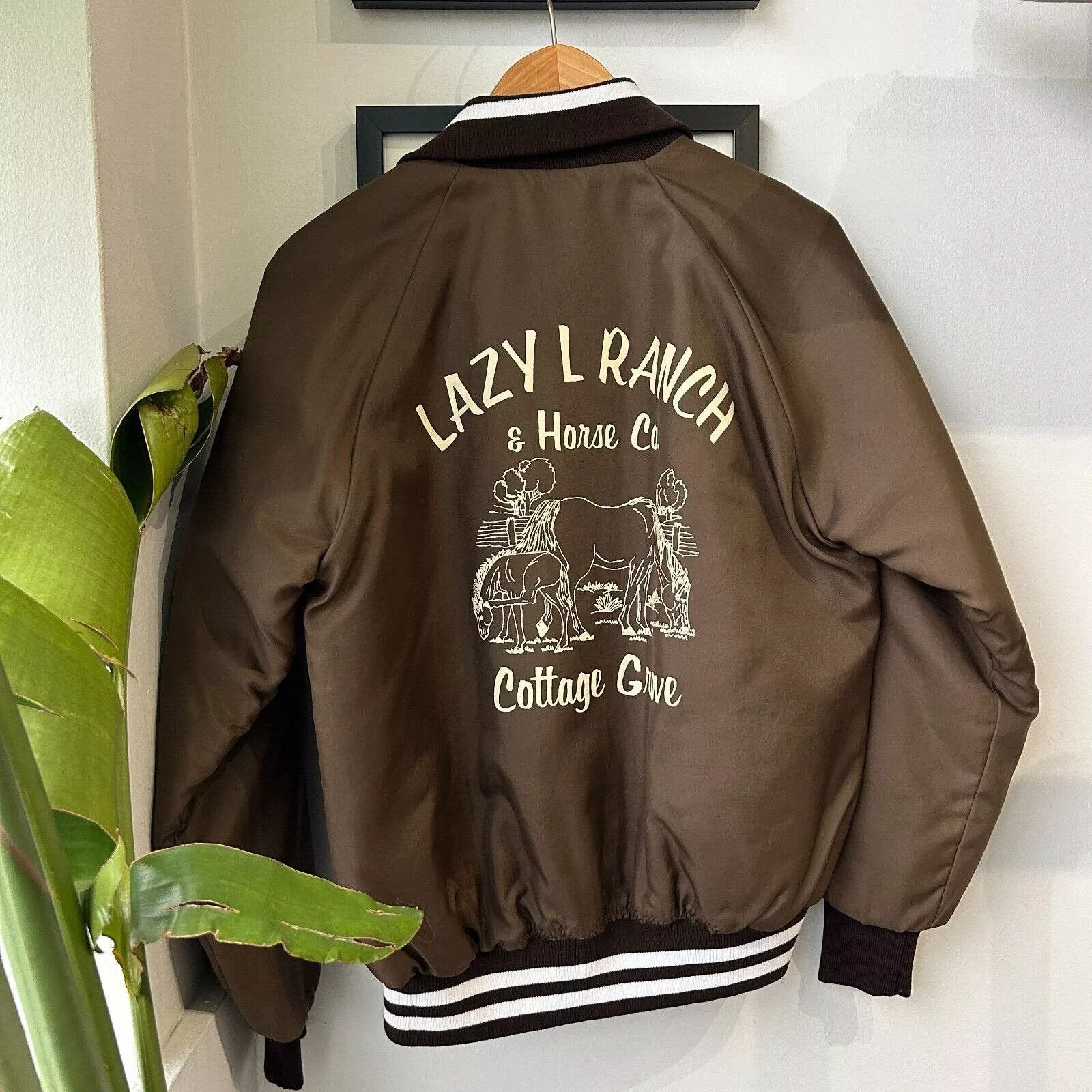 Vintage Light Jackets VINTAGE 90s | Lazy Ranch & Horse Co Bomber Jacket sz S Brown
