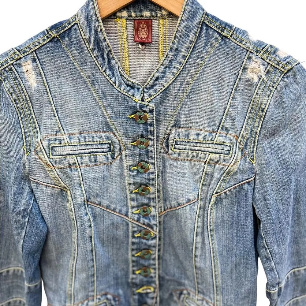 Dondup Denim Jackets Dondup Made in Italy Distressed Jeans Jacket Size Medium Blue