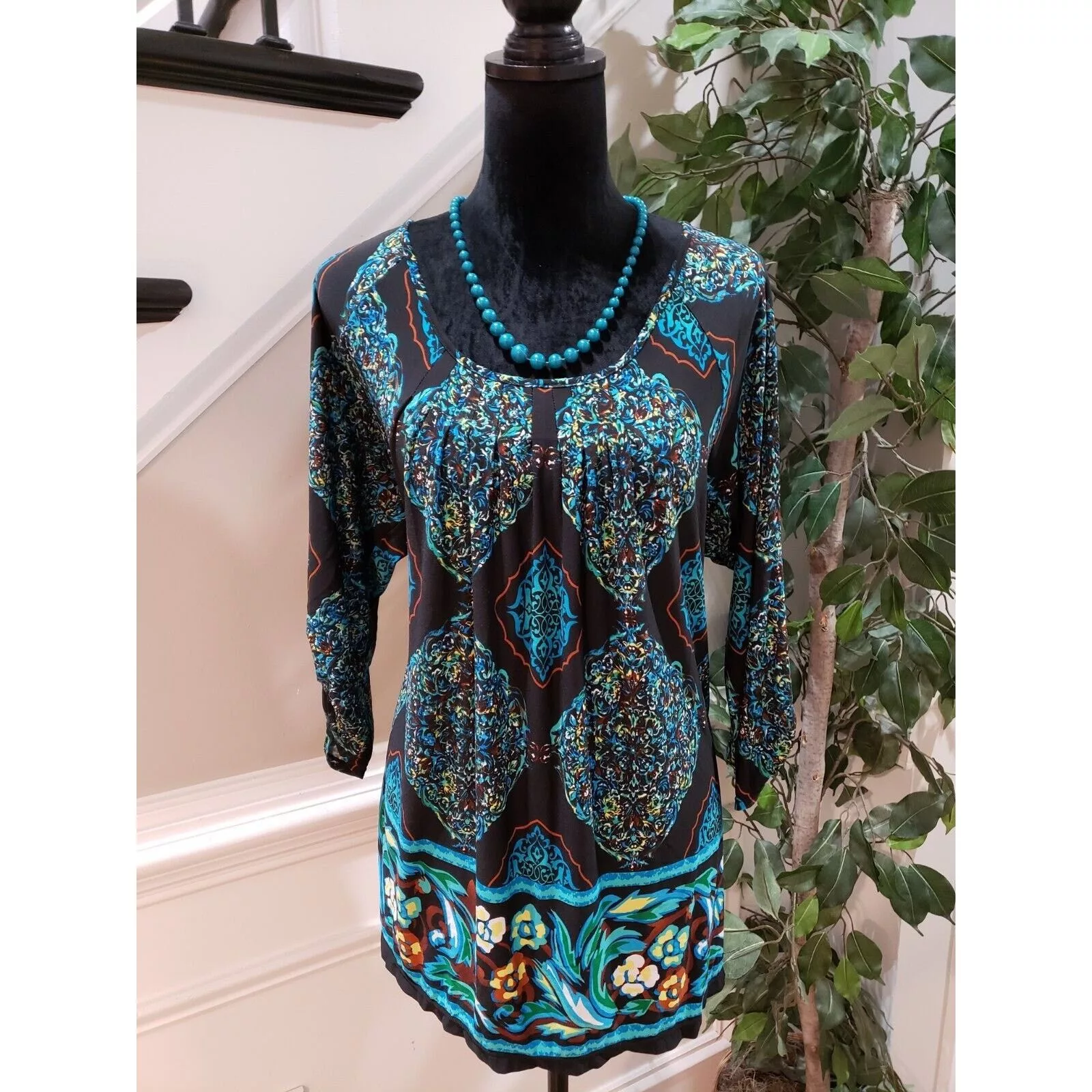 Other Blouses Other Kim Rogers Polyester Round Neck Long Sleeve Top Blouse Large Multi