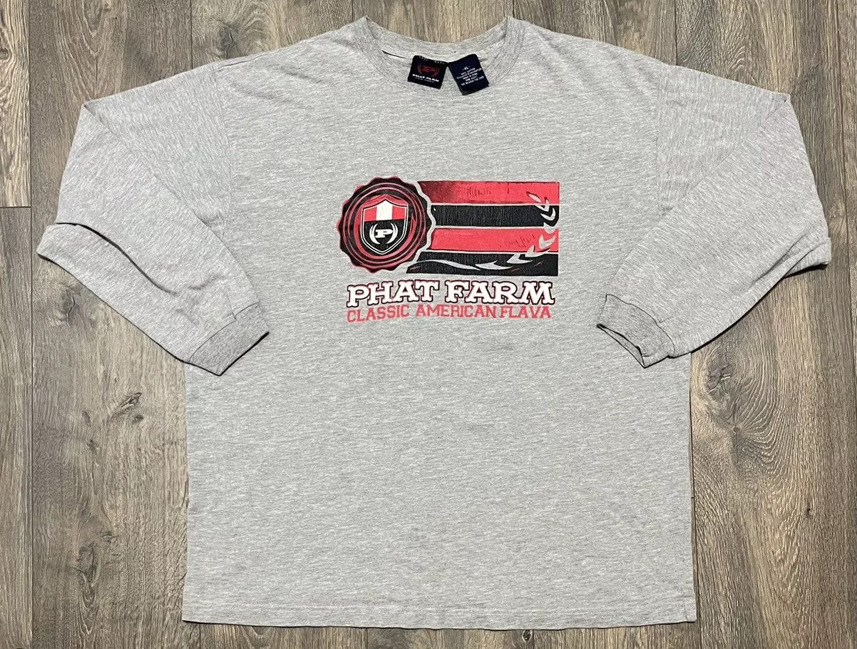 Phat Farm Long Sleeve T Shirts Phat Farm × Vintage Vintage Phat Farm Classic American Flava Tee Gray