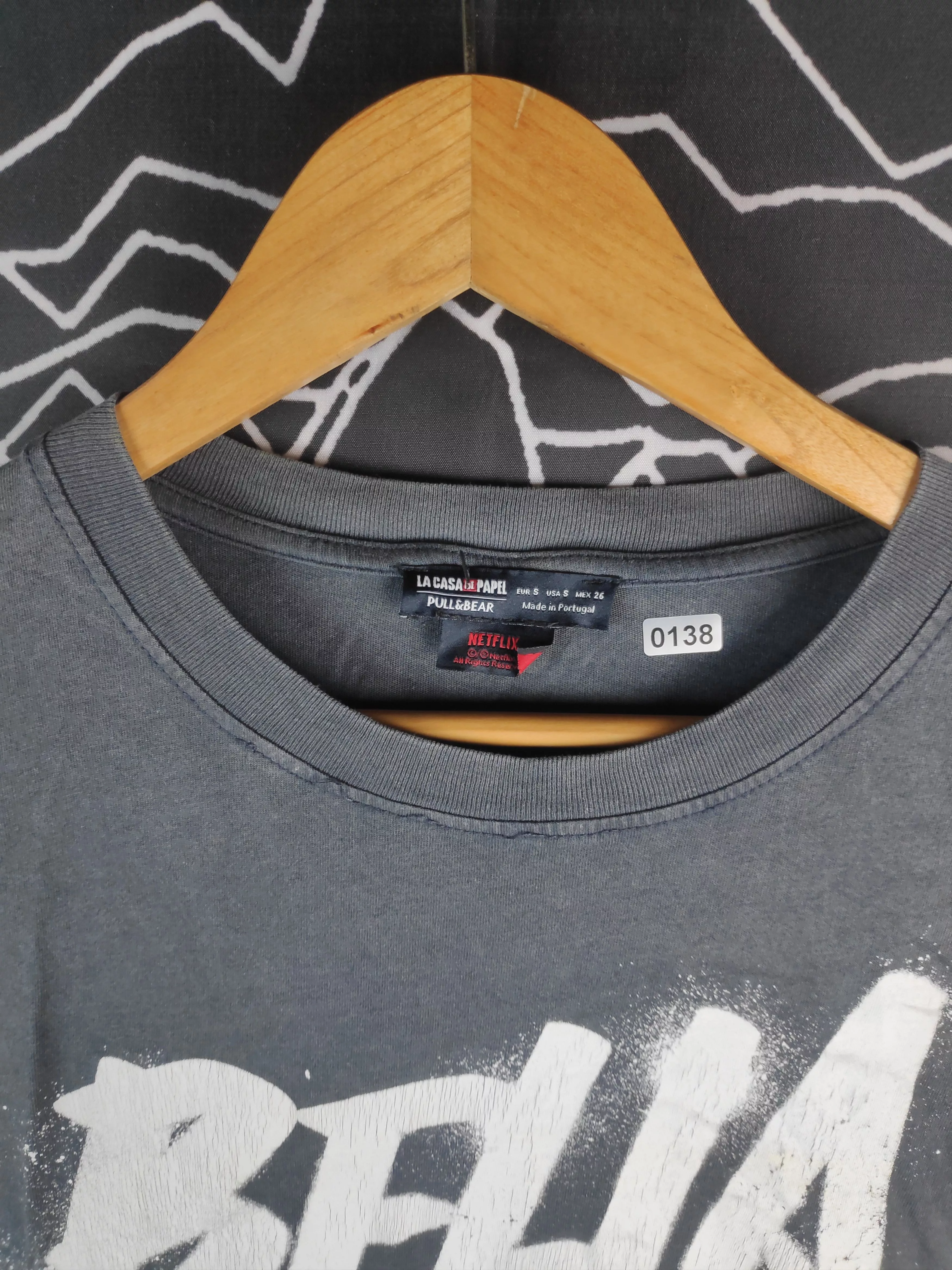 Pull & Bear Short Sleeve T Shirts Pull & Bear La Casa De Papel Netflix Series Bella Ciao Tee Gray Vintage