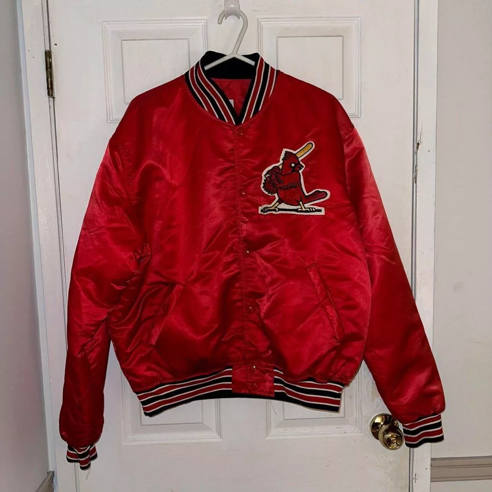 G-Star Bombers G-Star St Louis Cardinals Starter Satin Bomber Jacket Men's Size X Red