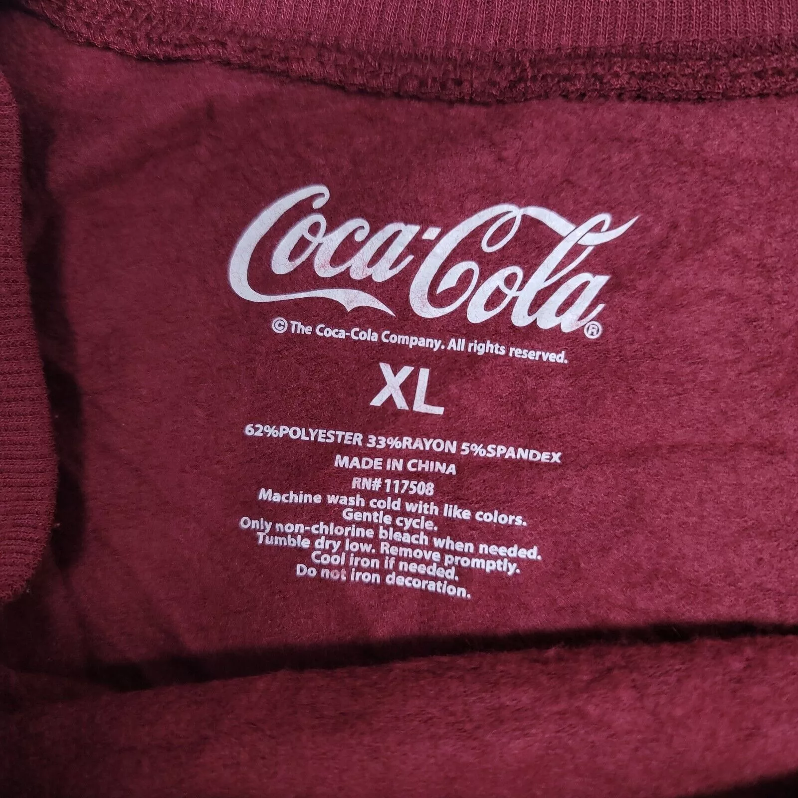 Coca Cola Sweatshirts Hoodies Coca Cola Coca-Cola Pullover Sweatshirt Men Size Extra Large XL Maroon Red