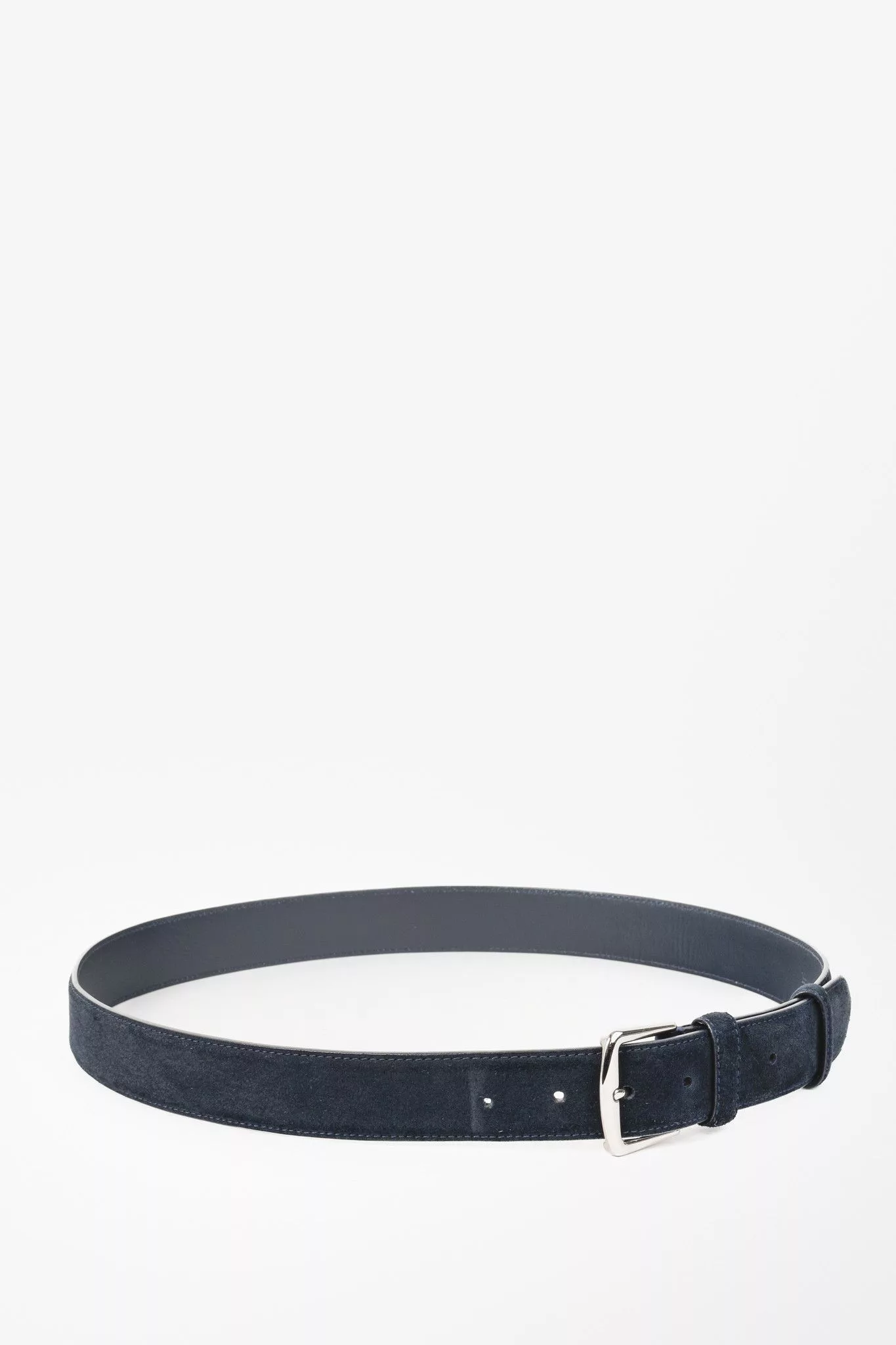 Loro Piana Belts Loro Piana Alsavel Navy Suede Palladium Buckle Belt Blue