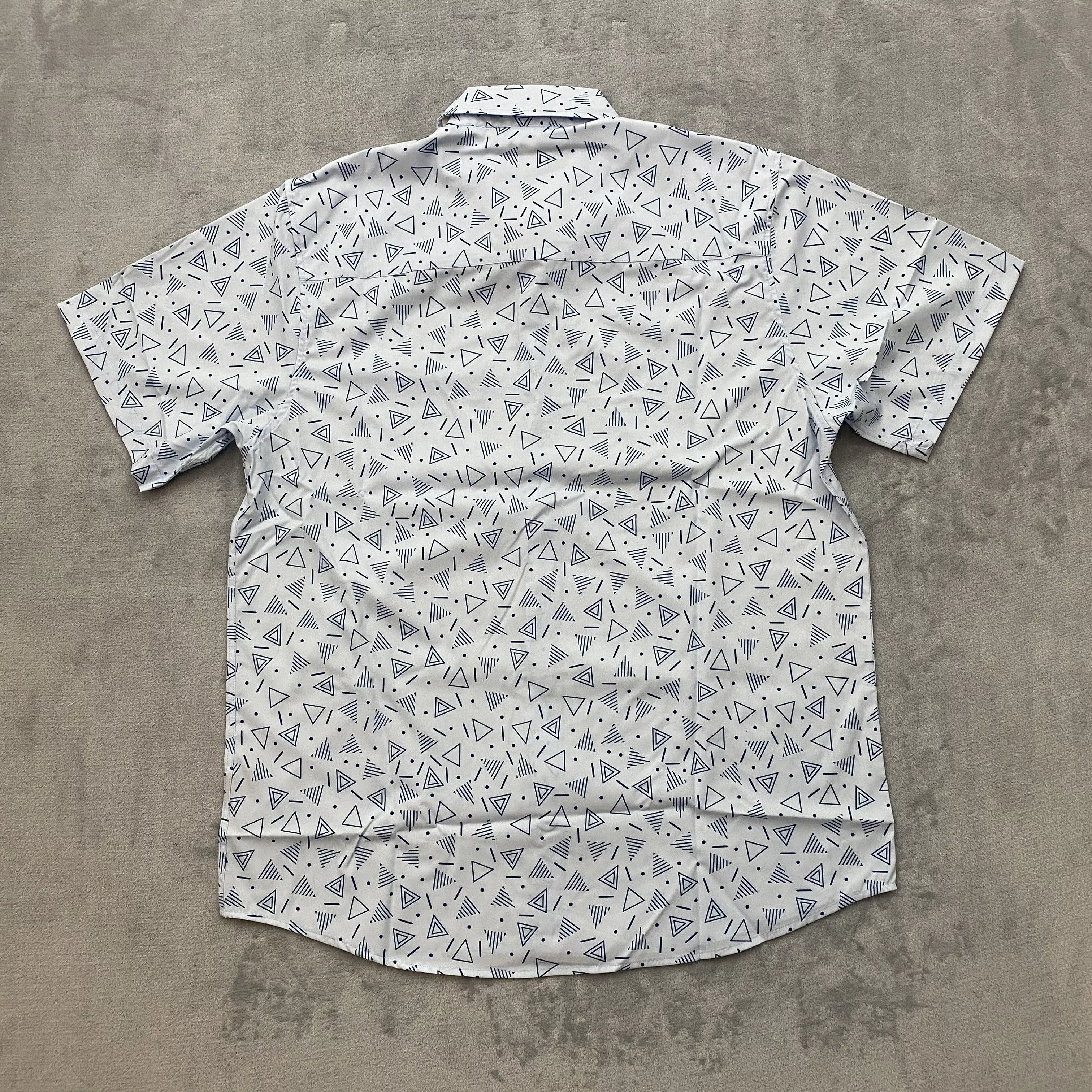 Dixxon Shirts Button Ups Dixxon Men Large TAINTED LOVE Geometric Short Sleeve Logo 90s Party Blue
