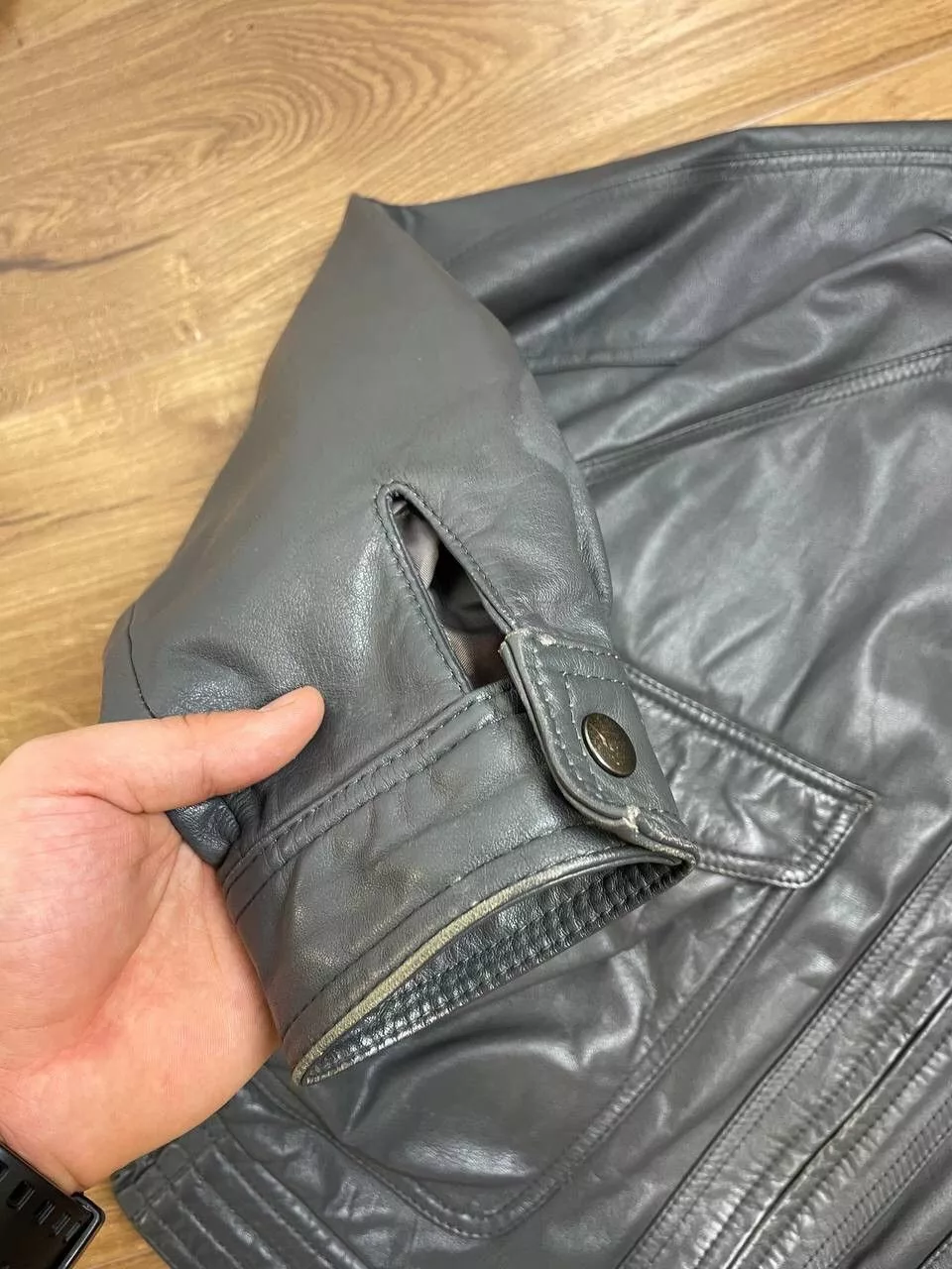 Genuine Leather Leather Jackets Genuine Leather × Vintage Vintage Y2K Aviator Top Gun Genuine Leather Jacket Bomber Gray