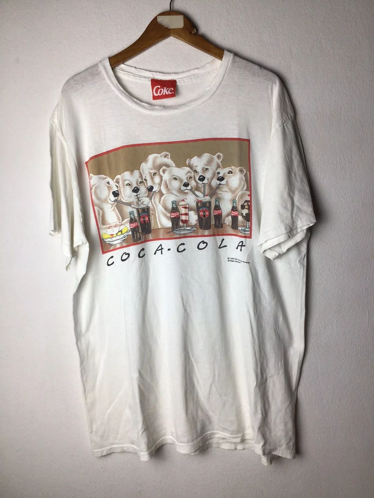 Coca Cola Short Sleeve T Shirts Coca Cola × Vintage Coke coca-cola bear 90's White