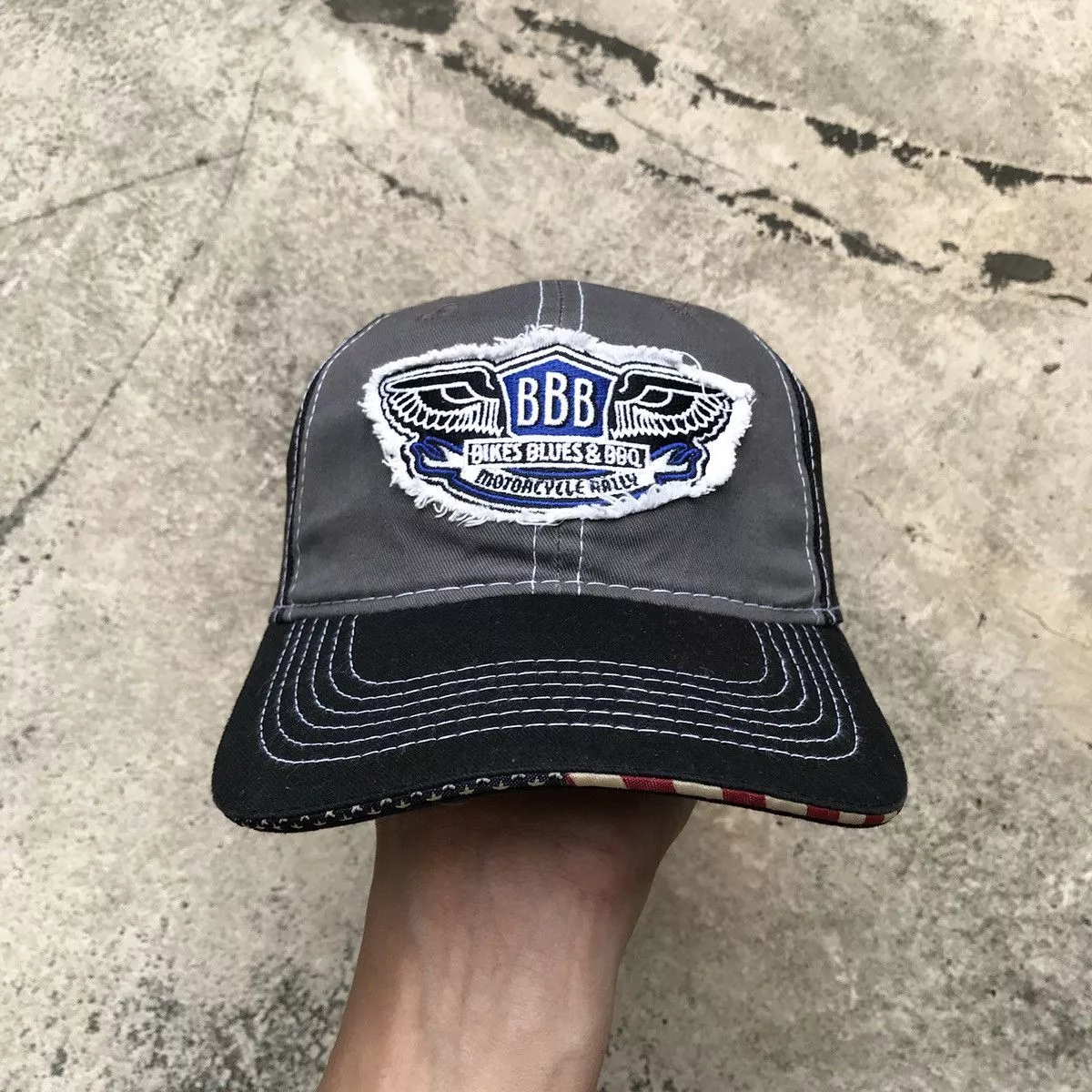 Fox Racing Hats Fox Racing Patchwork BBB bikes hat with usa flag besides visor. Black Streetwear