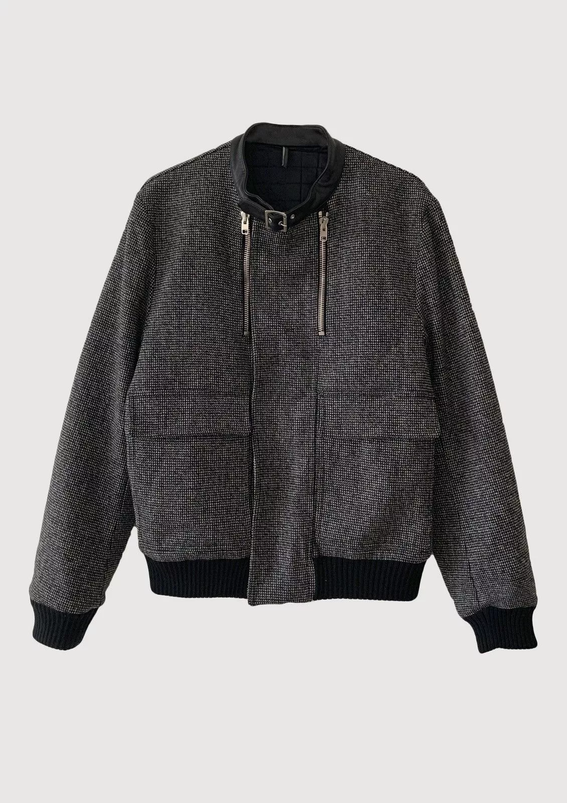 Dior Bombers Dior × Hedi Slimane 07AW "Navigate" Wool and Leather bomber jacket Gray