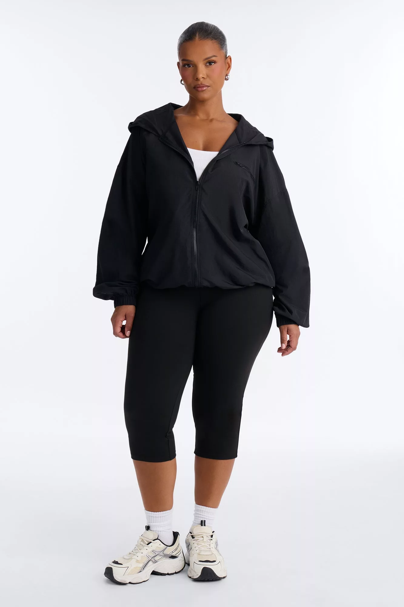 Brandy Windbreaker Capri Set - Black