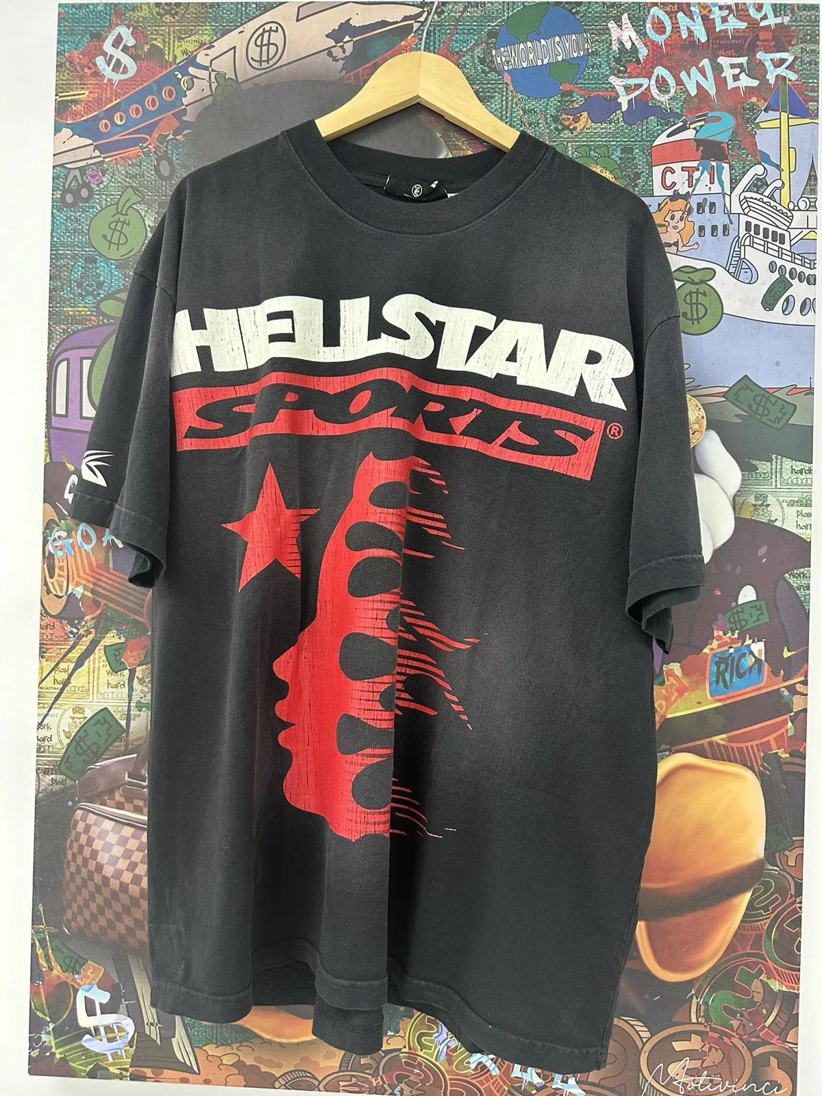 HELLSTAR Short Sleeve T Shirts Hellstar Family Sports Logo T Shirt Black