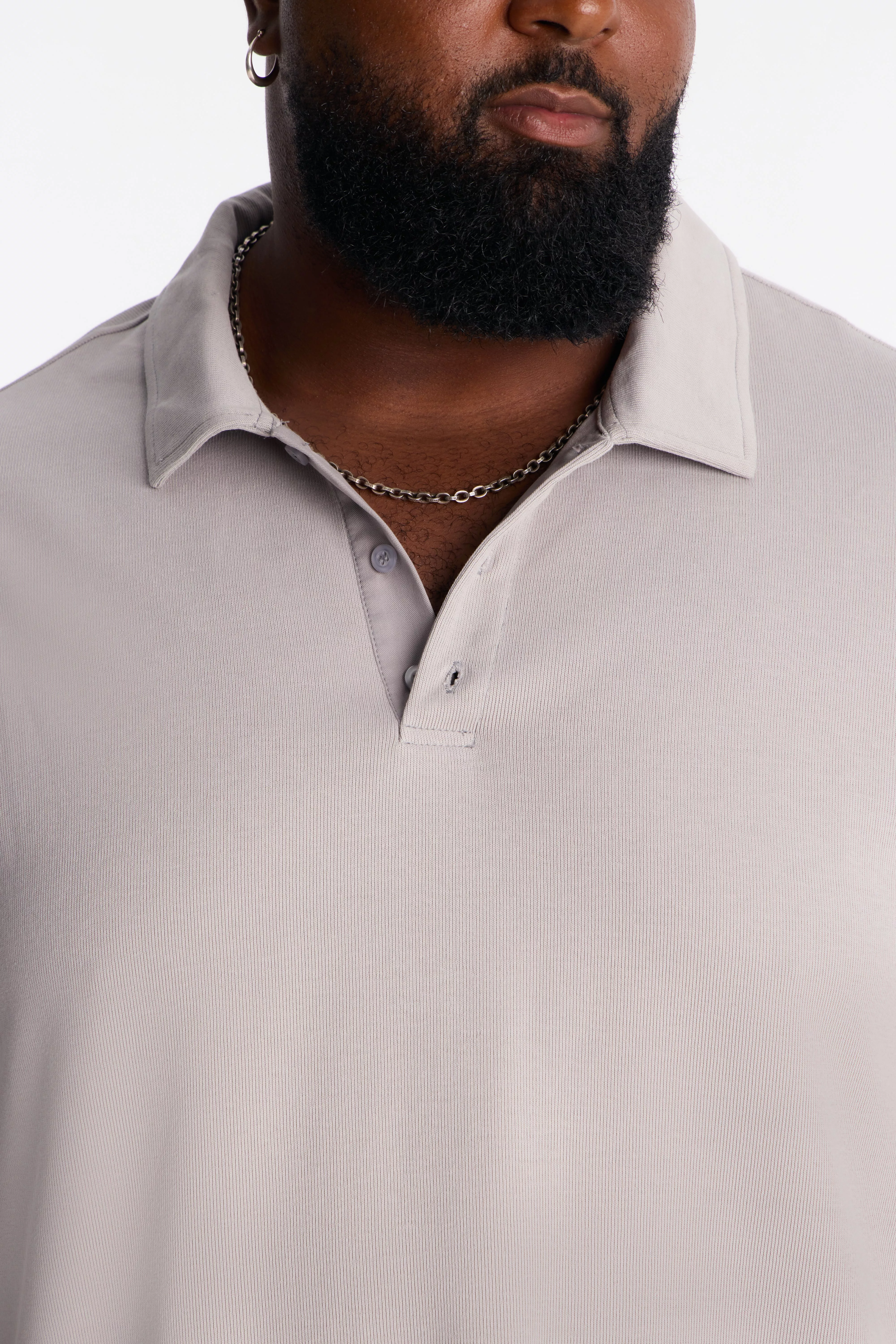 Classic Ribbed Clean Finish Polo - Grey
