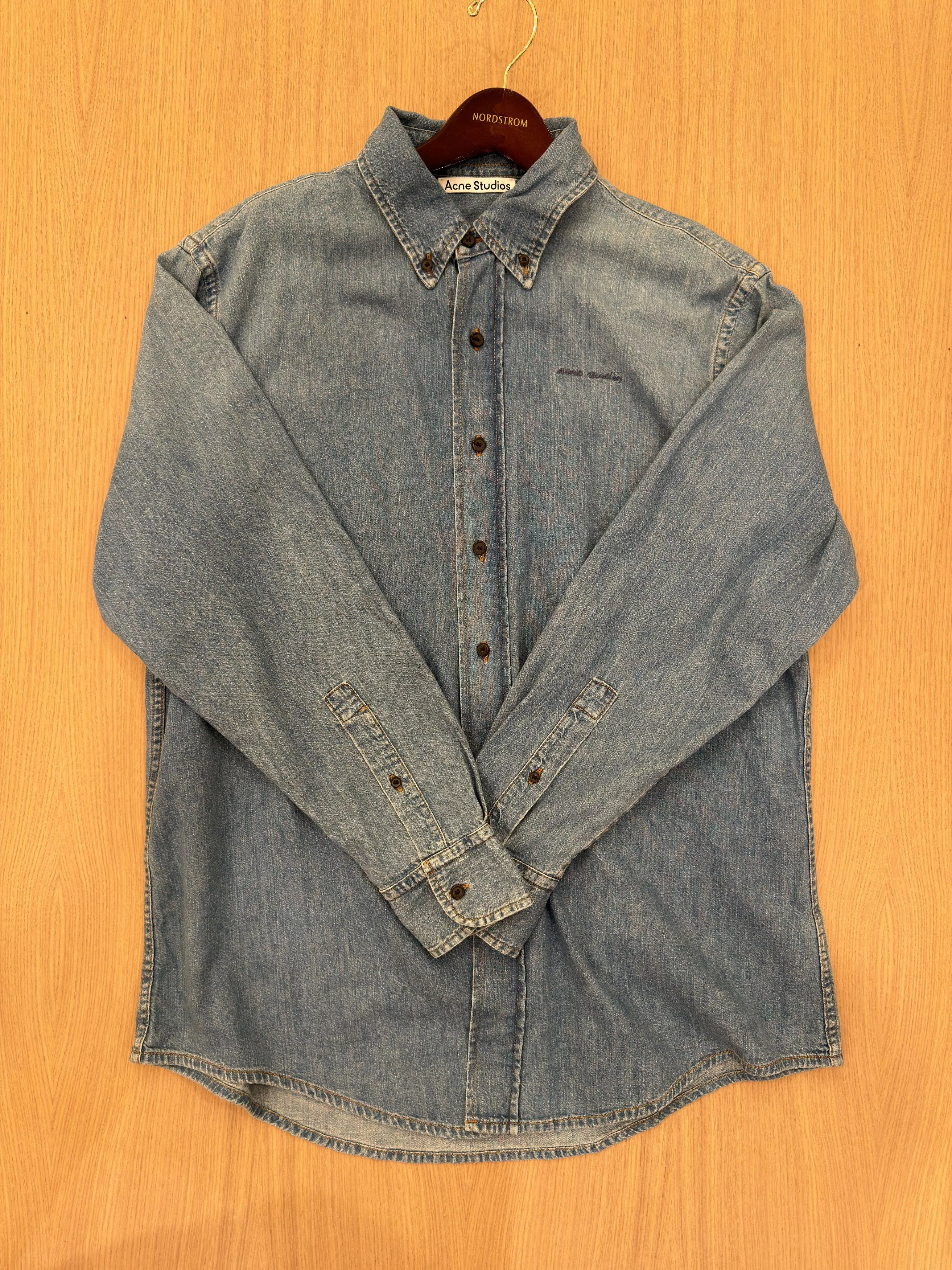 Acne Studios Shirts Button Ups Acne Studios SS21 Speirs Logo Denim Shirt Blue