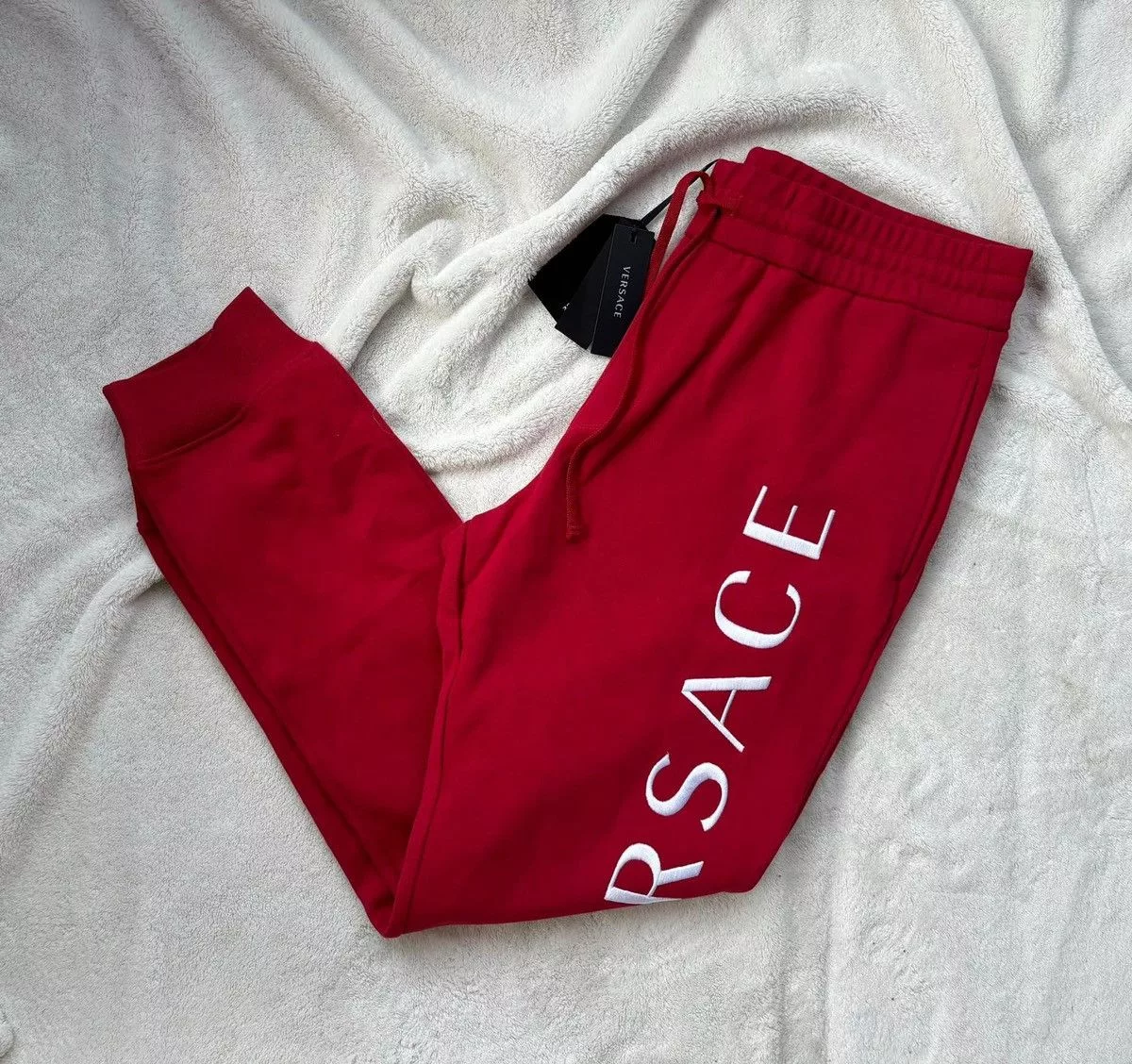 Versace Sweatpants Joggers Versace Deep Red/White Spell out Sweatpants