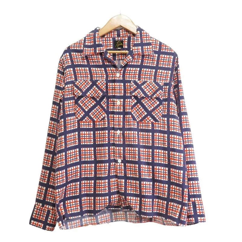 Needles Shirts Button Ups Needles Shirt Cut Off Bottom Checkered Orange