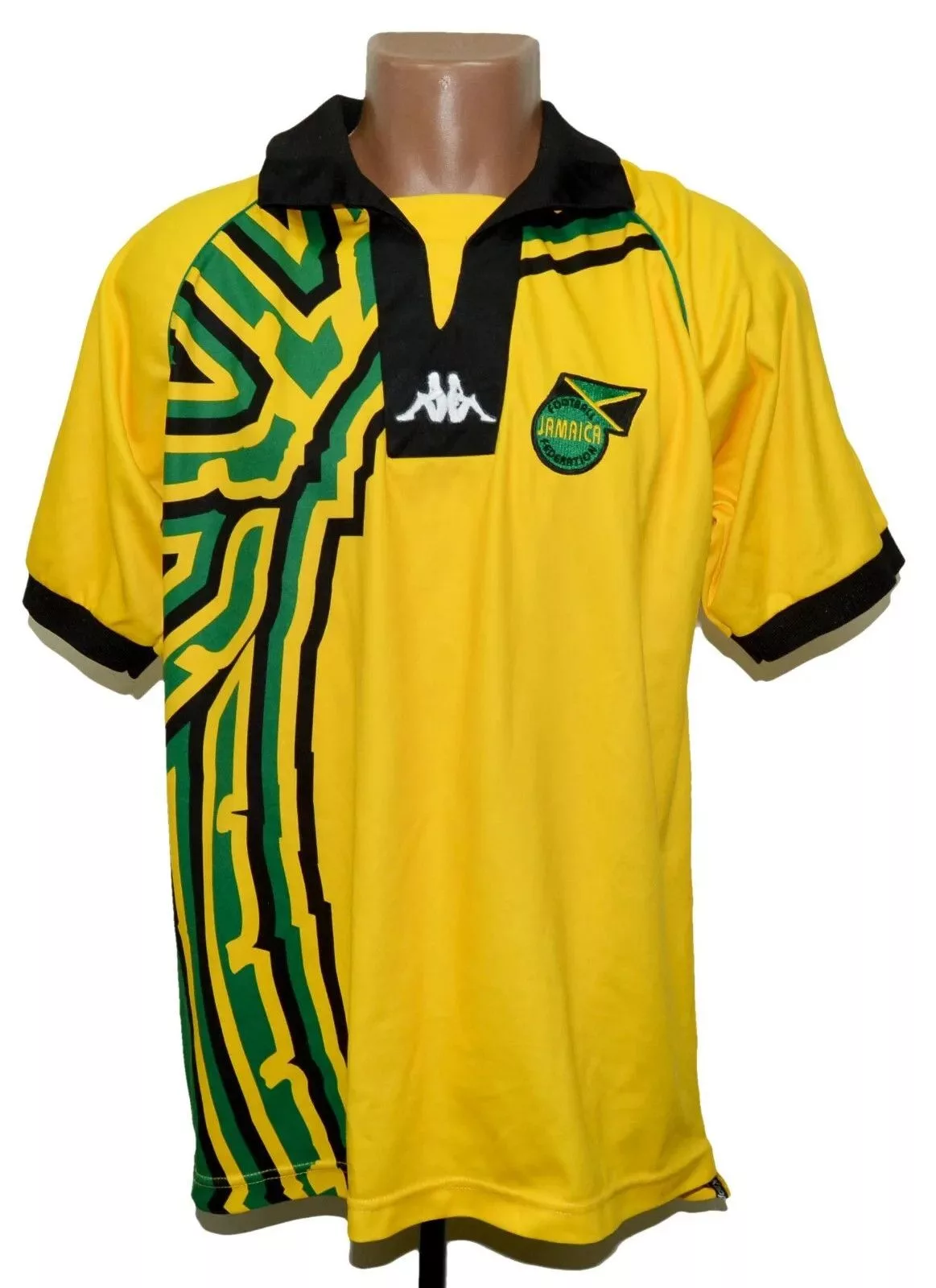 Kappa Short Sleeve T Shirts JAMAICA 1998/1999/2000 FOOTBALL SHIRT KAPPA SIZE L ADULT Yellow