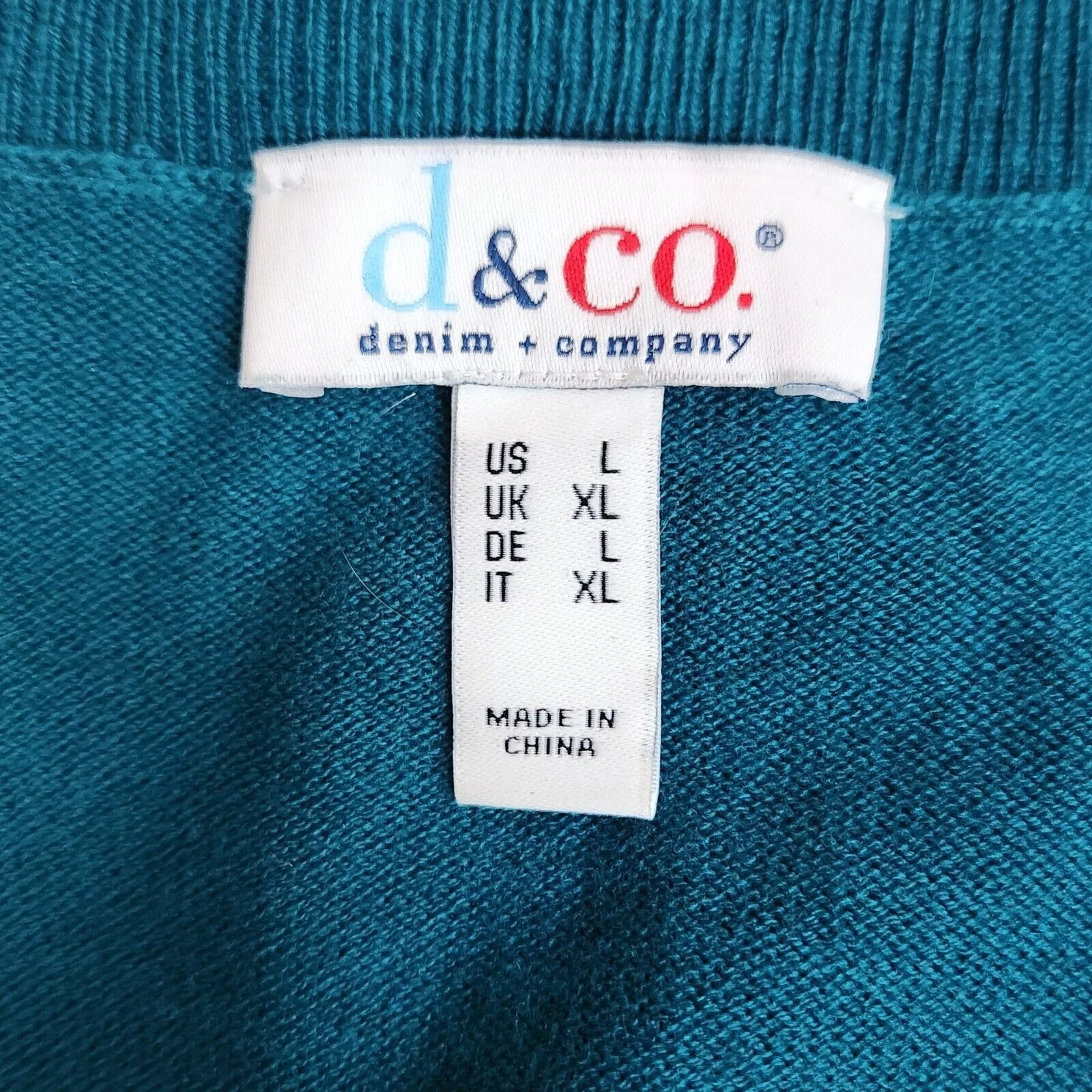 Denim & Co. Blouses Denim & Co. V-Neck Pullover Sweater Spruce BlueGreen Large