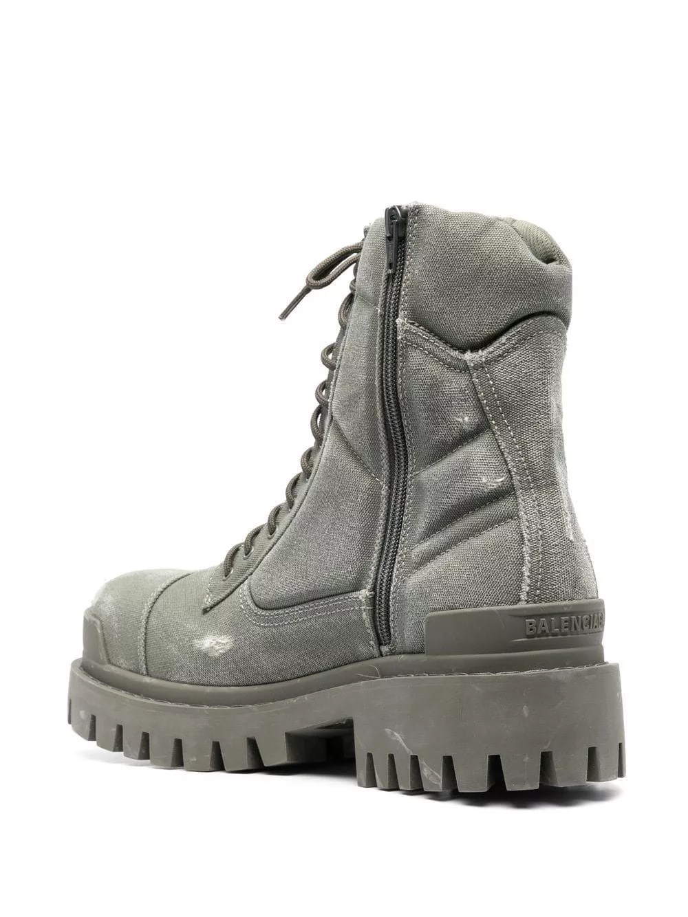 Balenciaga Boots Balenciaga Green Strike Distressed Lace-Up Boots